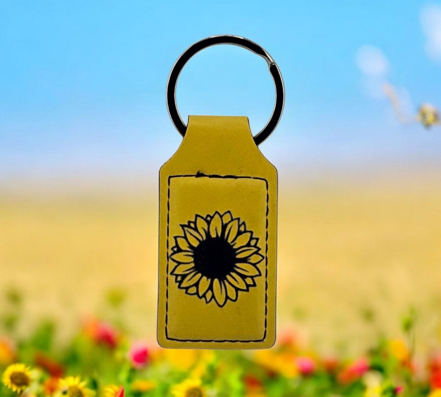 Sunflower Engraved Keychain