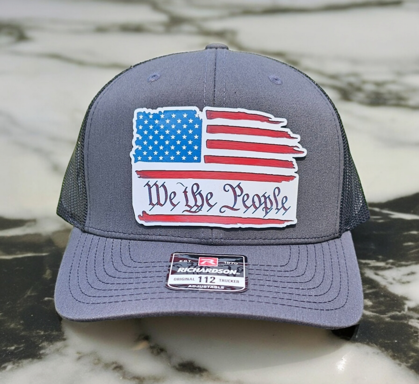 American Flag, We The People, full color acrylic patch, Richardson 112 Hat
