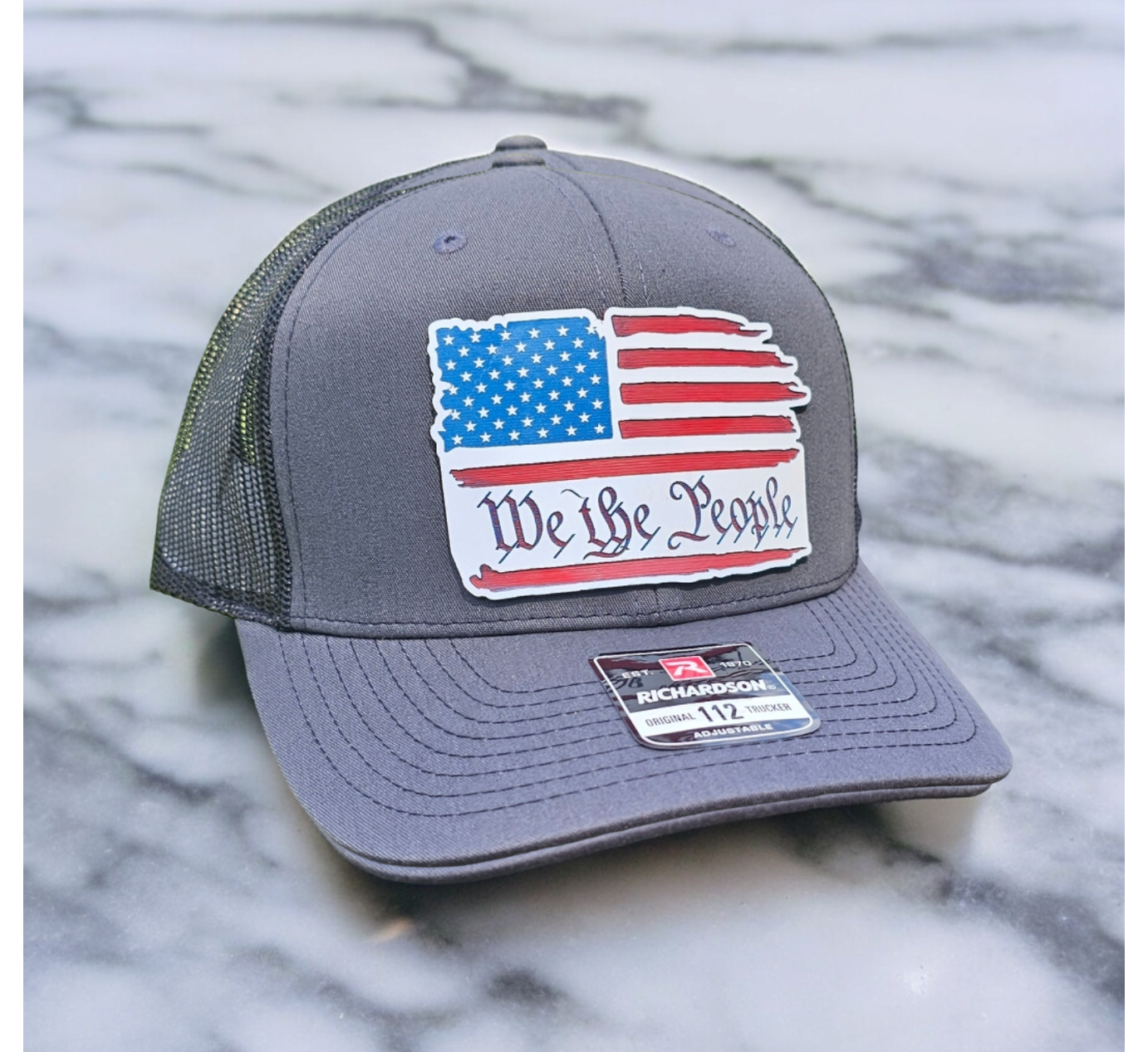 American Flag, We The People, full color acrylic patch, Richardson 112 Hat