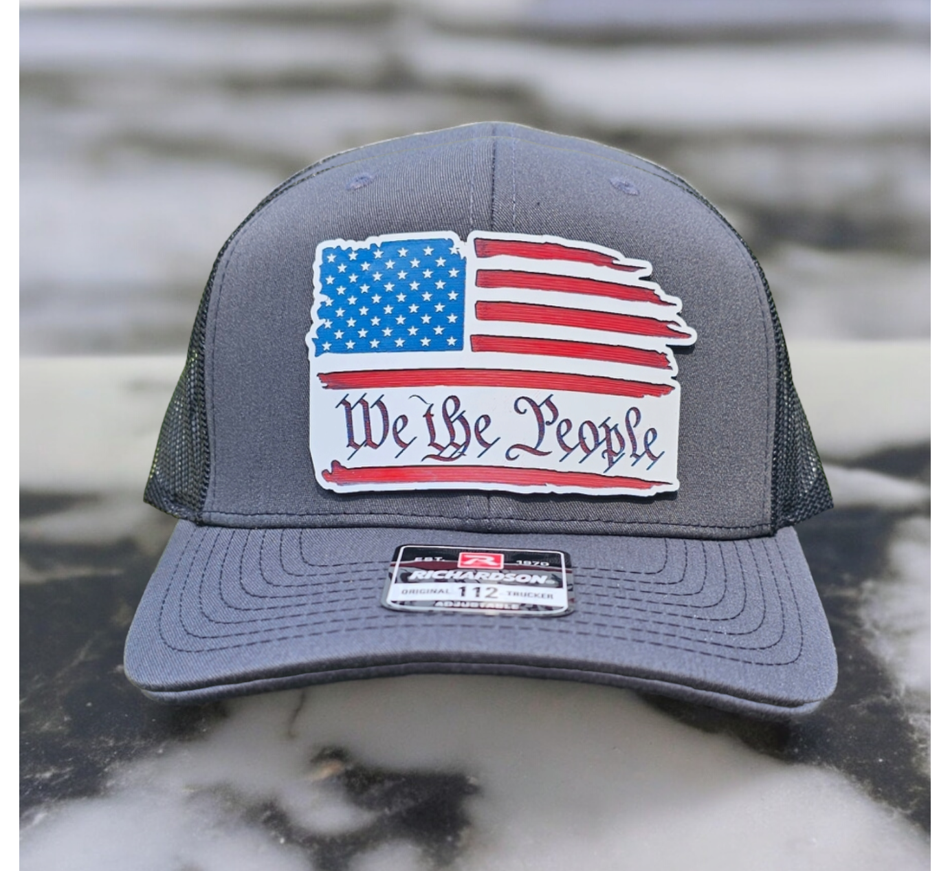 American Flag, We The People, full color acrylic patch, Richardson 112 Hat