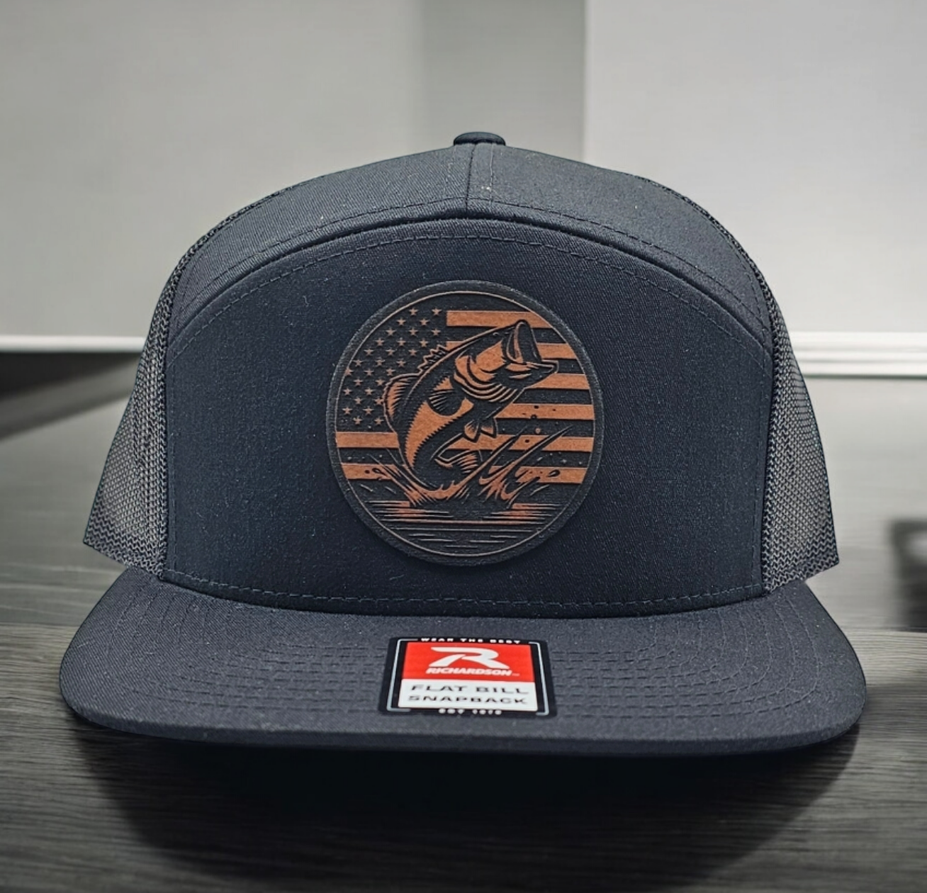 Bass Fishing American Flag, Bass Fishing Hat, American Flag, Patriotic Bass Snapback Trucker Hat