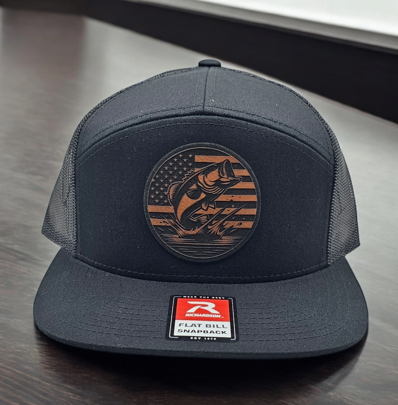 Bass Fishing American Flag, Bass Fishing Hat, American Flag, Patriotic Bass Snapback Trucker Hat