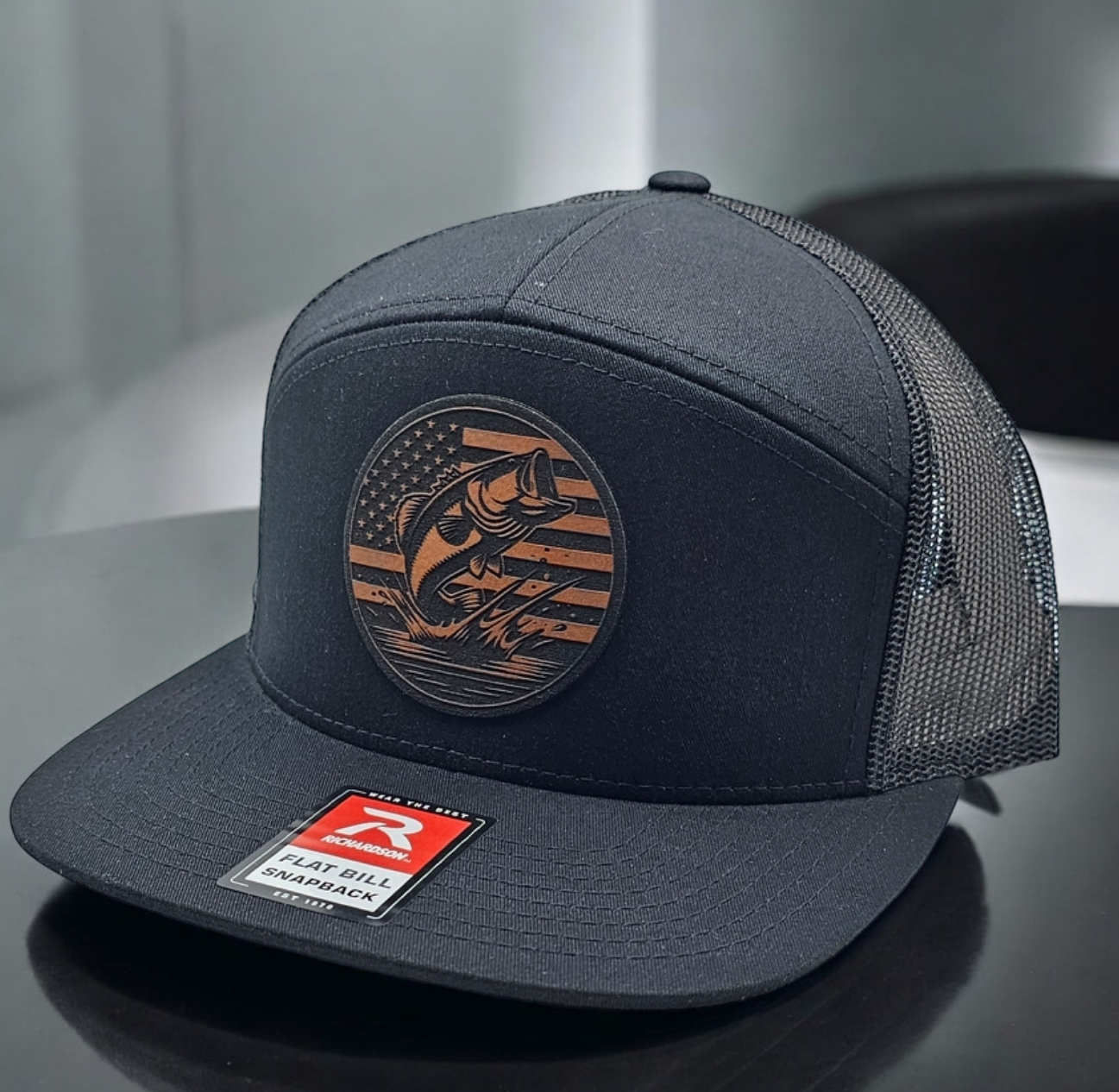 Bass Fishing American Flag, Bass Fishing Hat, American Flag, Patriotic Bass Snapback Trucker Hat