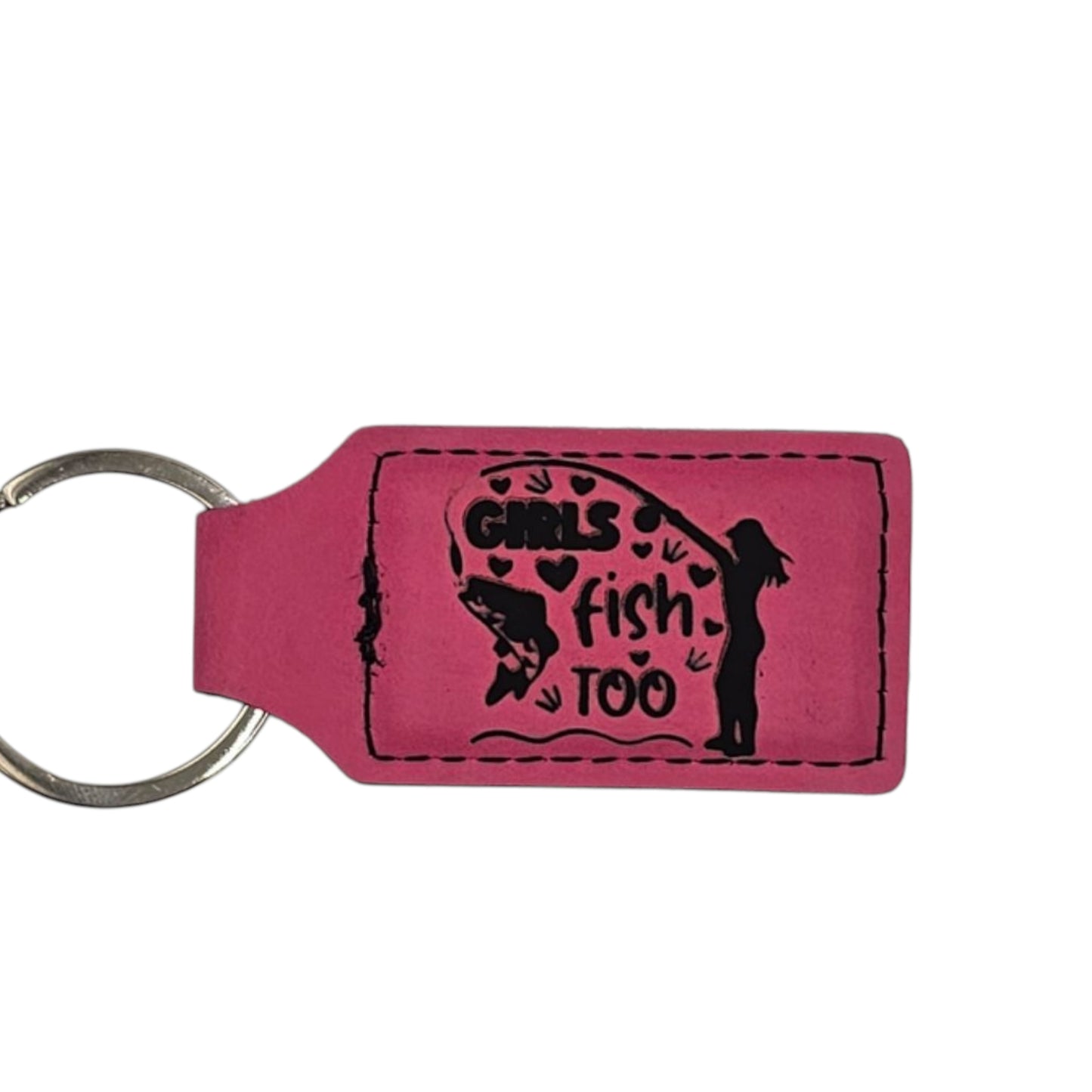 Engraved Leatherette Keychain - Various Designs & Colors, 1.3 Inch x 2.7 Inch, Durable Leatherette with Permanent Laser-Engraved Design