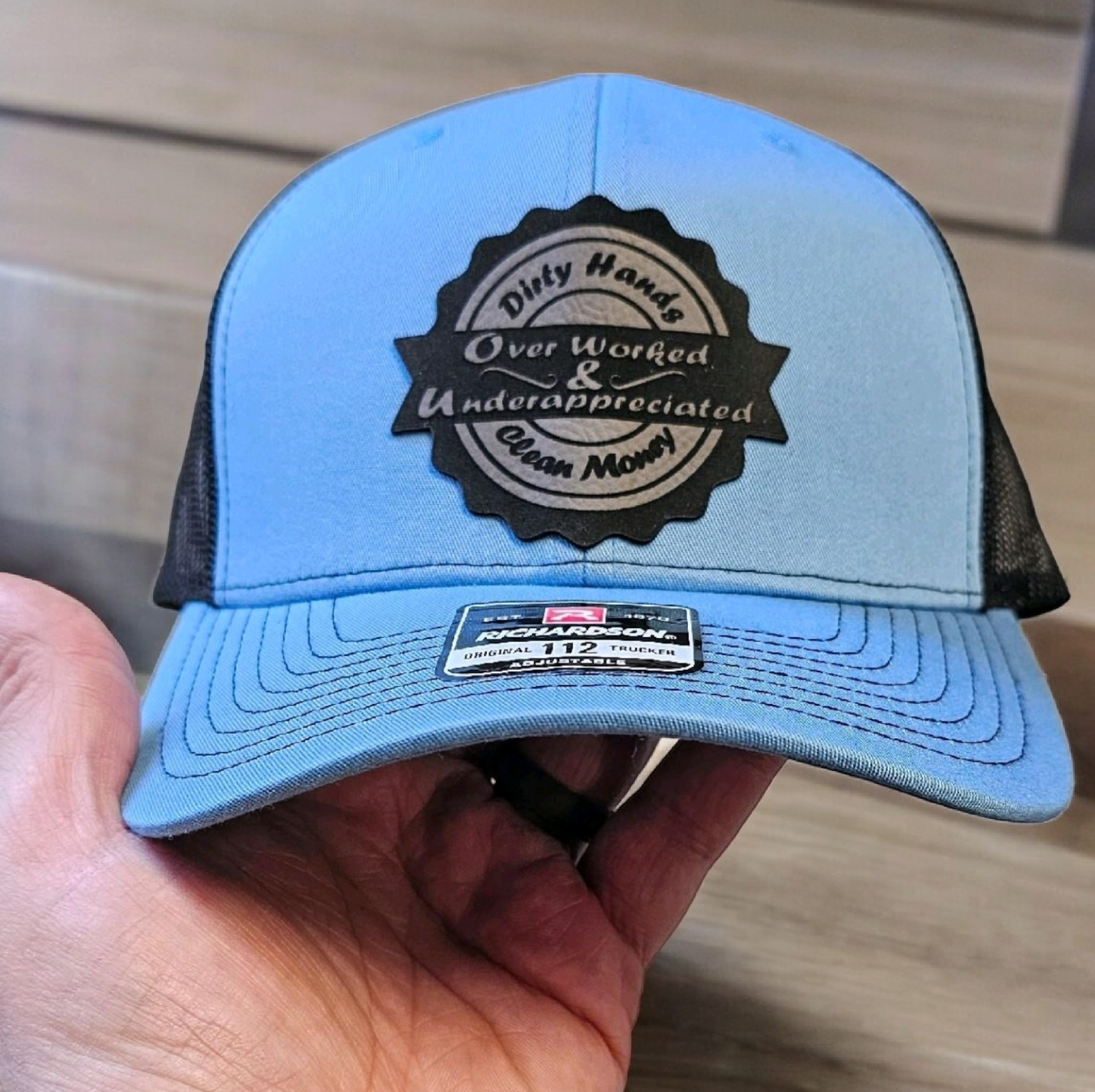 Over Worked & Underappreciated, Blue
Collar, trades, Richardson 112 hat,
Baseball Cap