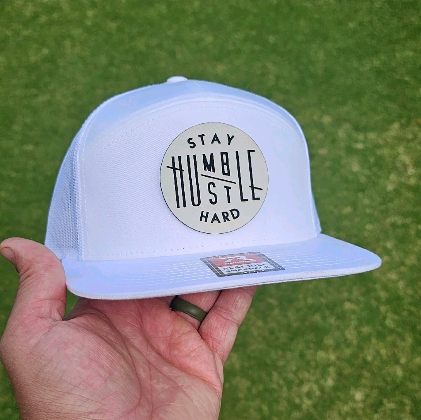 Stay Humble Hustle Hard Blue Collar,
Richardson 168 7 panel Flat Bill Hat,
Baseball Cap