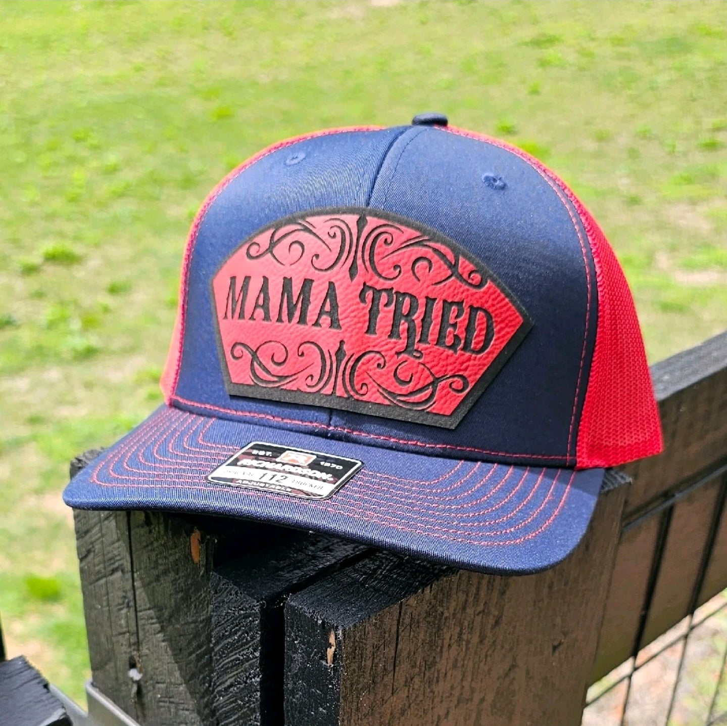 Mama Tried, Funny, western style hat, mom, dad and kids. Richardson 112 Snapback extra crispy edition.