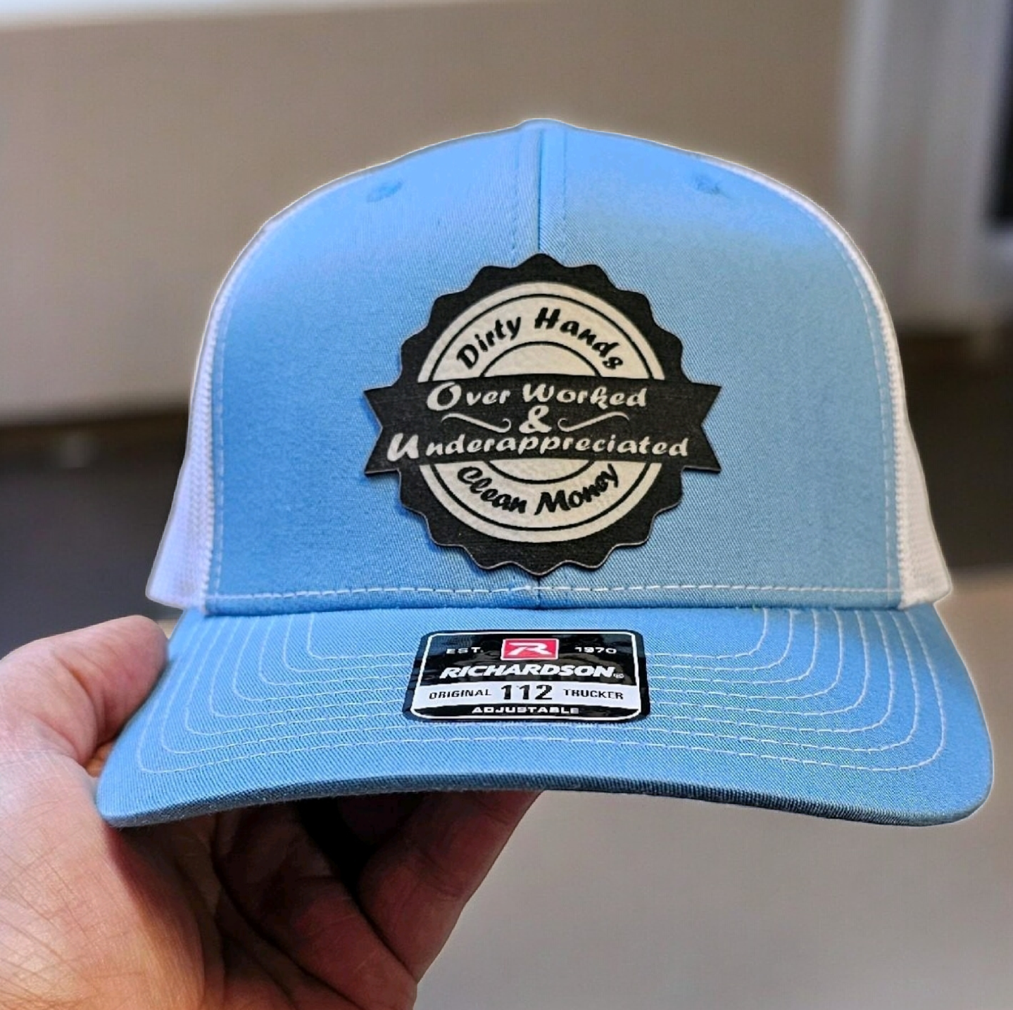 Over Worked & Underappreciated, Blue
Collar, trades, Richardson 112 hat,
Baseball Cap