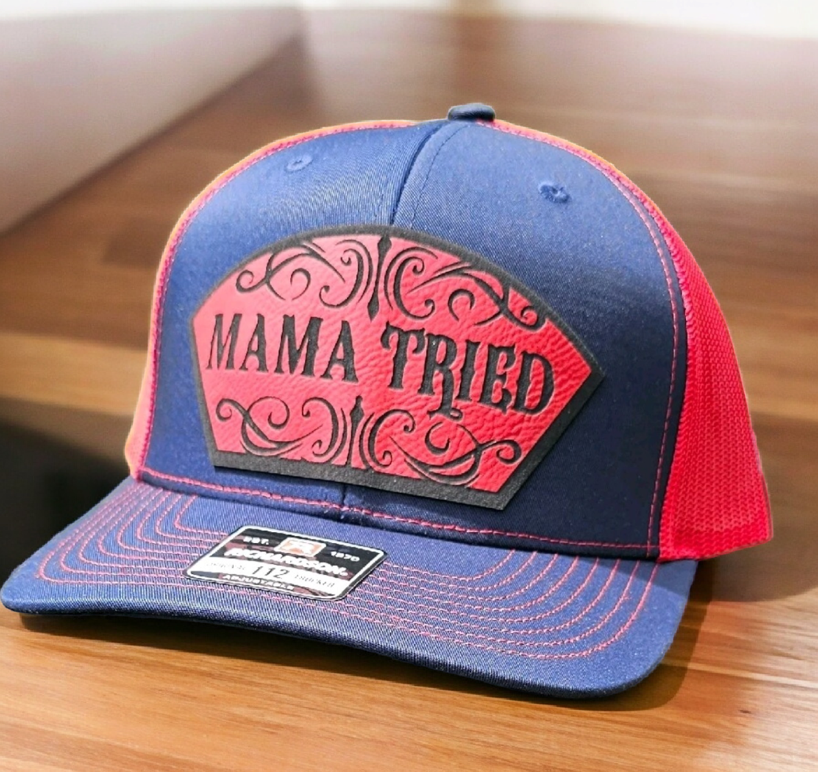 Mama Tried, Funny, western style hat, mom, dad and kids. Richardson 112 Snapback extra crispy edition.