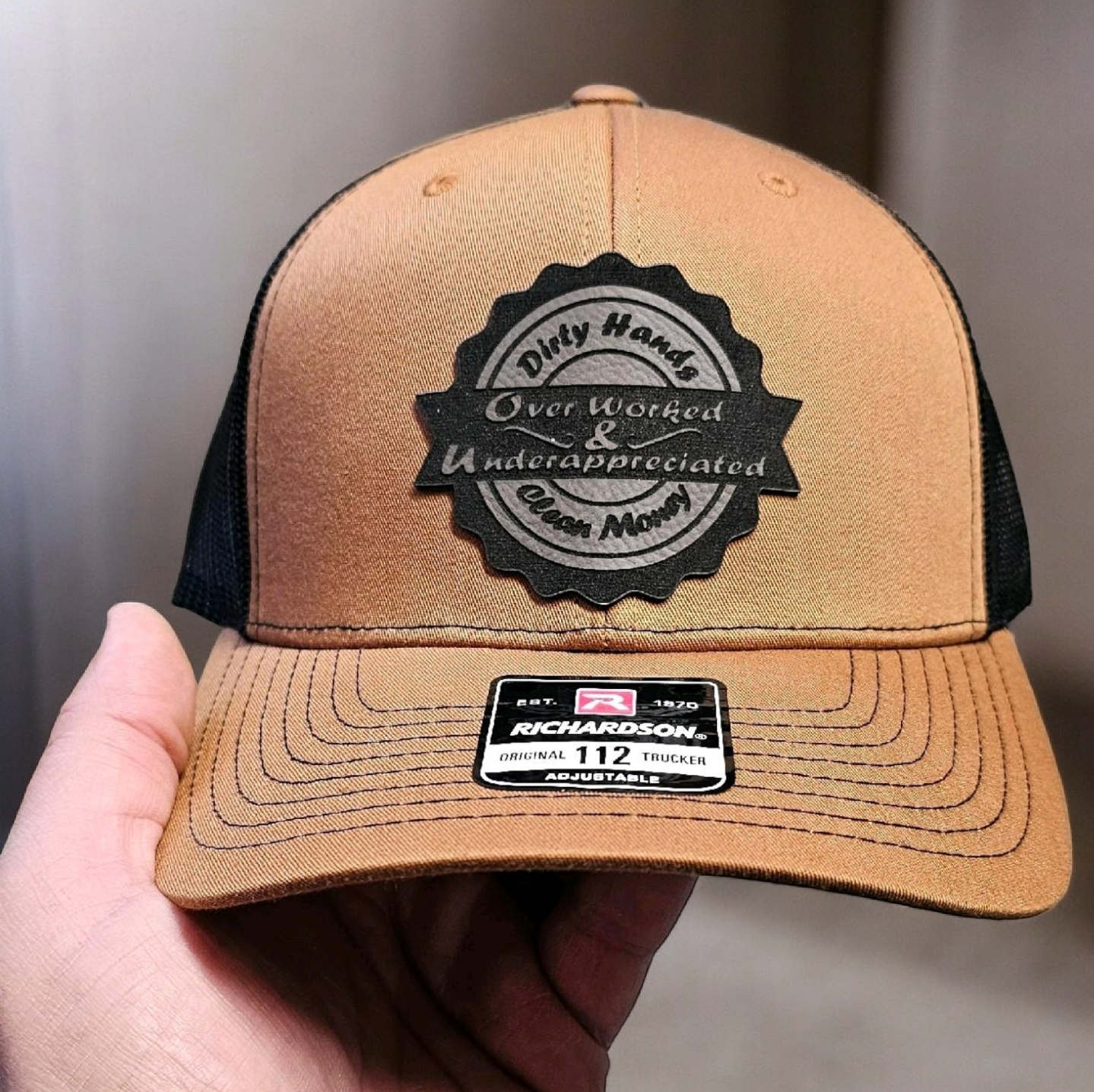 Over Worked & Underappreciated, Blue
Collar, trades, Richardson 112 hat,
Baseball Cap