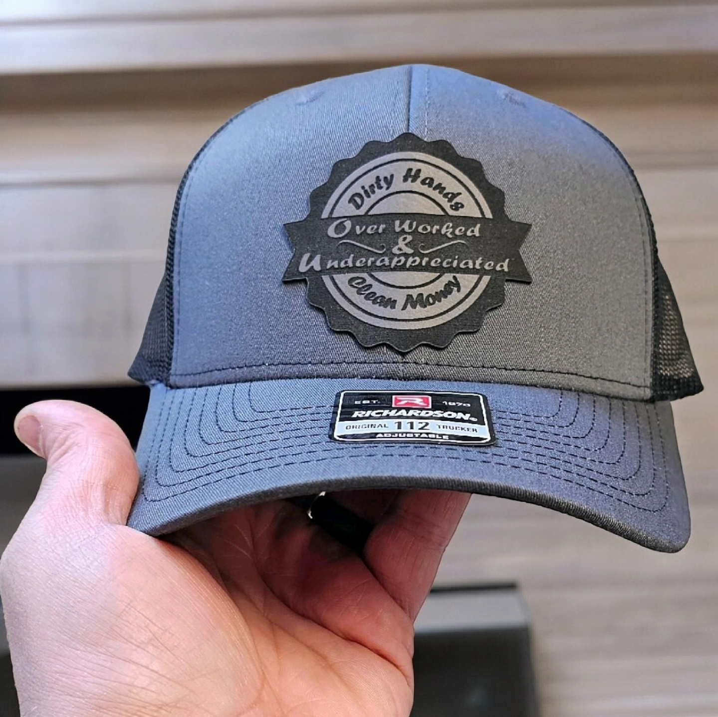 Over Worked & Underappreciated, Blue
Collar, trades, Richardson 112 hat,
Baseball Cap