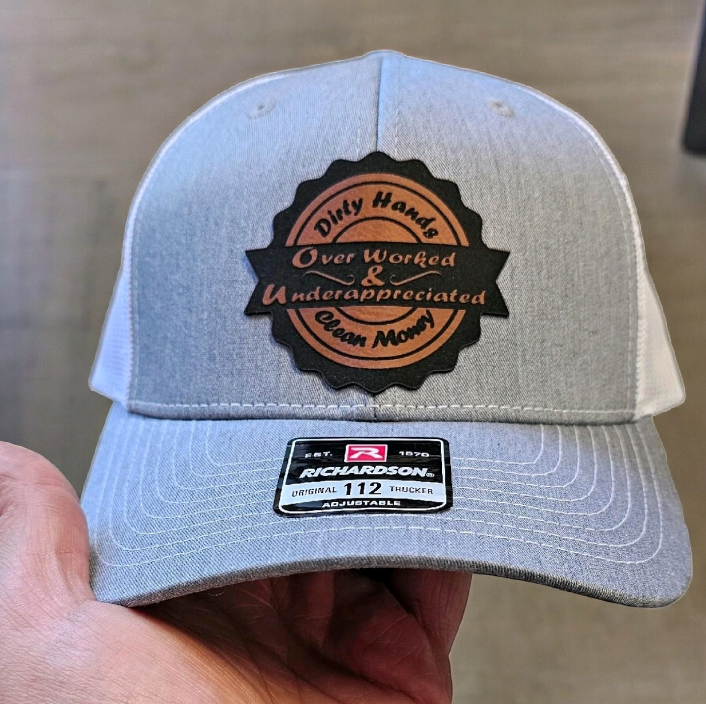 Over Worked & Underappreciated, Blue
Collar, trades, Richardson 112 hat,
Baseball Cap