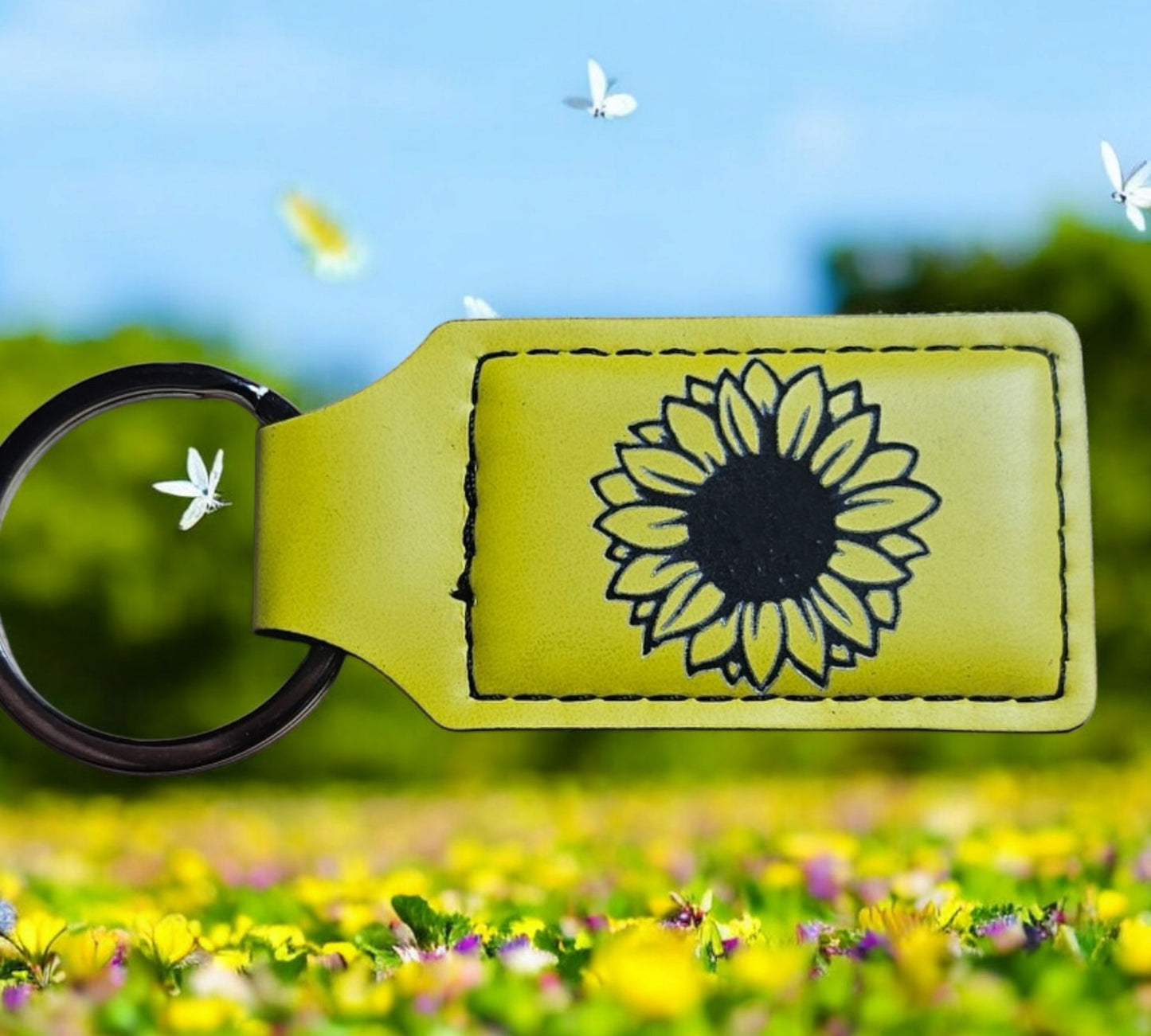 Sunflower Engraved Keychain