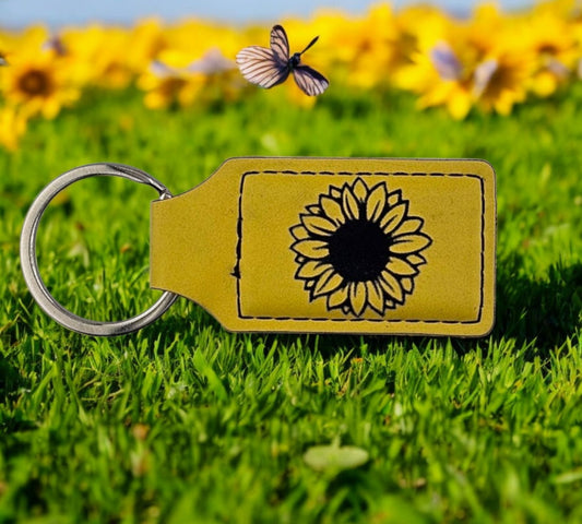 Sunflower Engraved Keychain