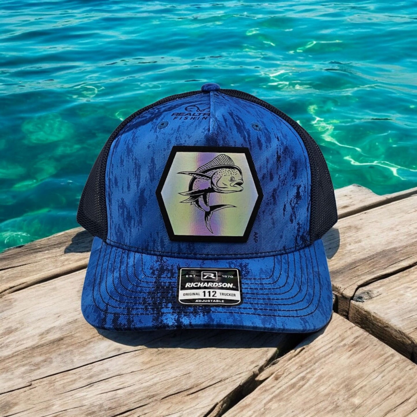 Mahi Mahi, Richardson 112P5P Snapback Fishing Trucker Hat