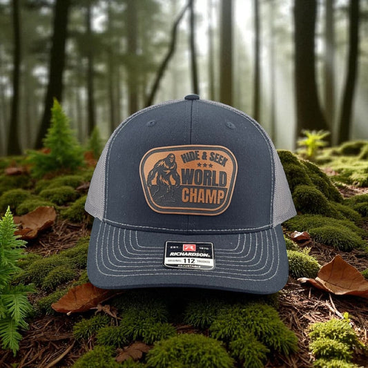 Bigfoot, Sasquatch, Hide and Seek World Champ, Richardson 112 Snapback Trucker Hat