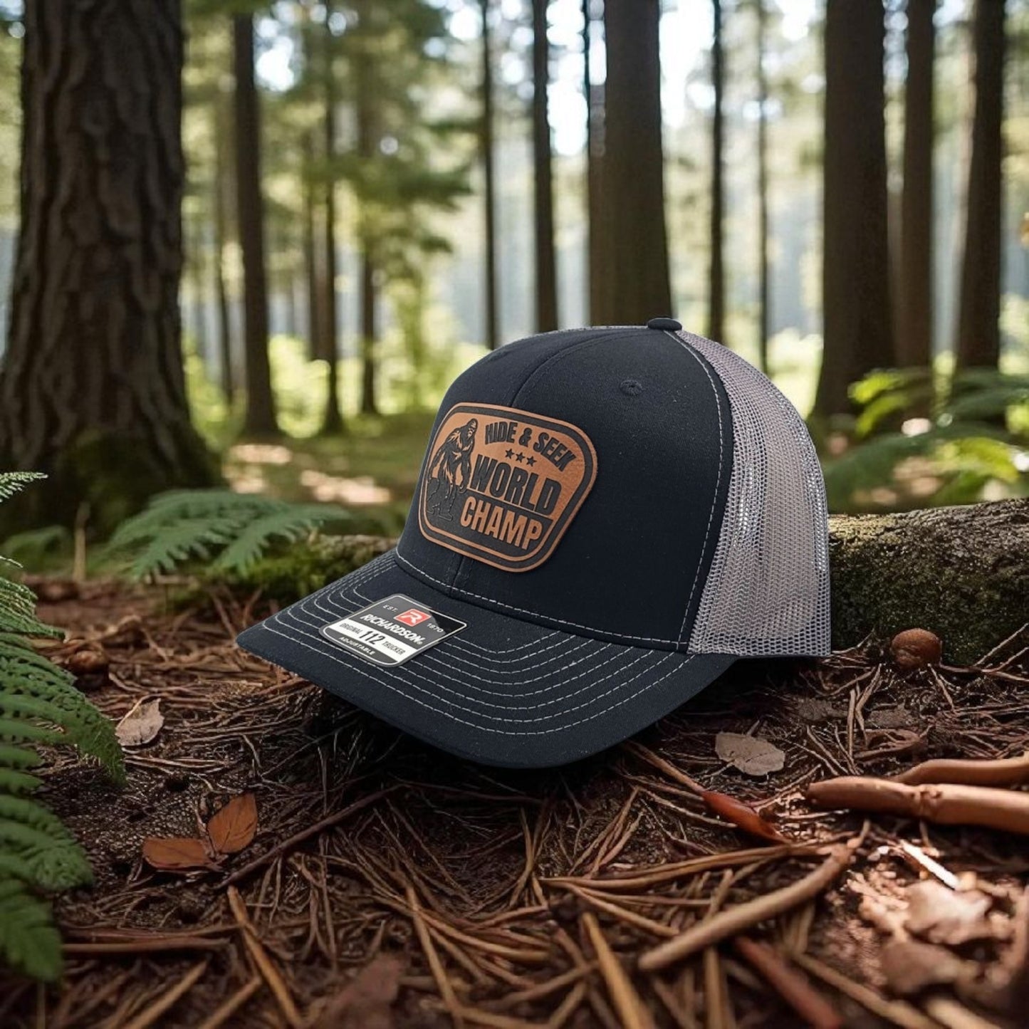 Bigfoot, Sasquatch, Hide and Seek World Champ, Richardson 112 Snapback Trucker Hat
