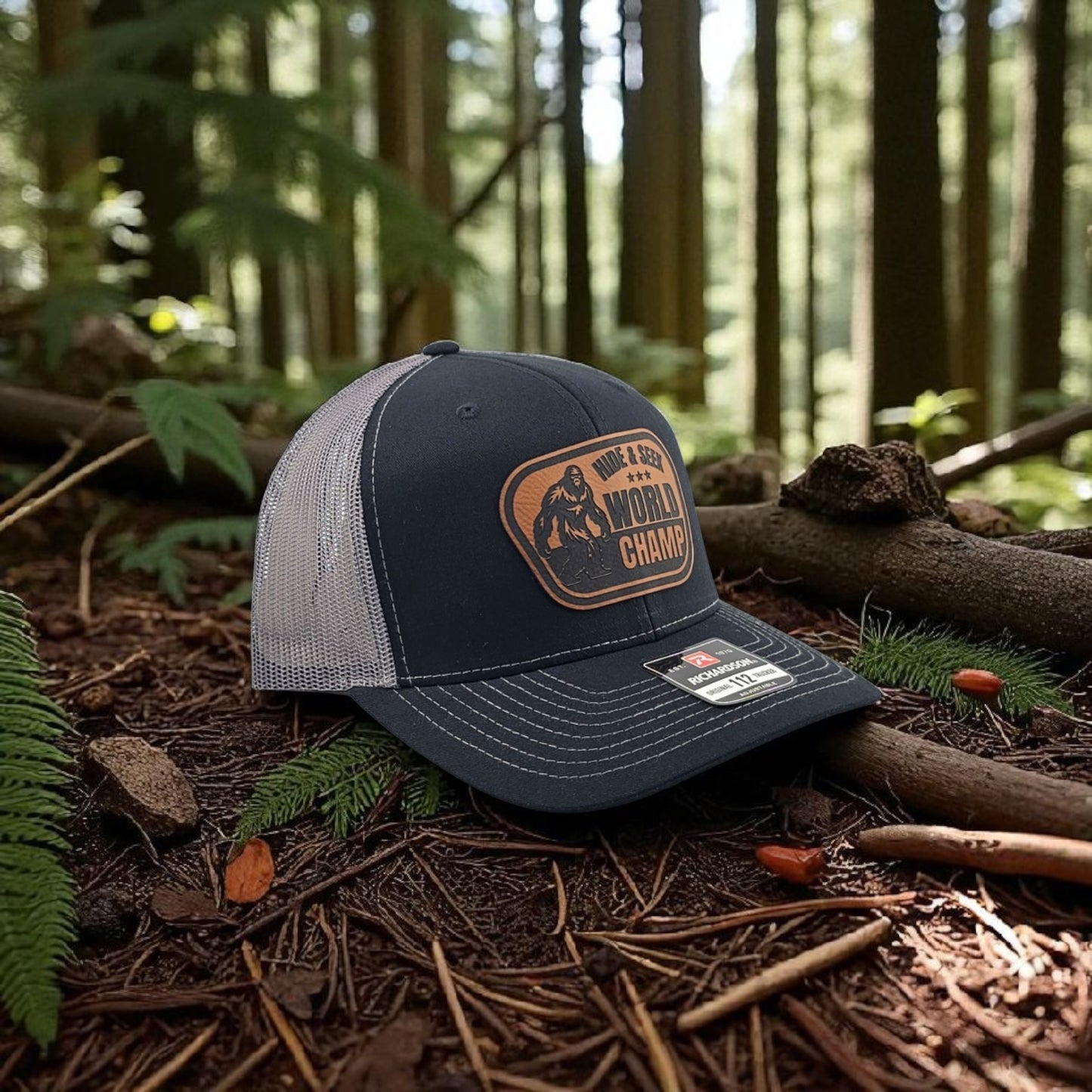 Bigfoot, Sasquatch, Hide and Seek World Champ, Richardson 112 Snapback Trucker Hat