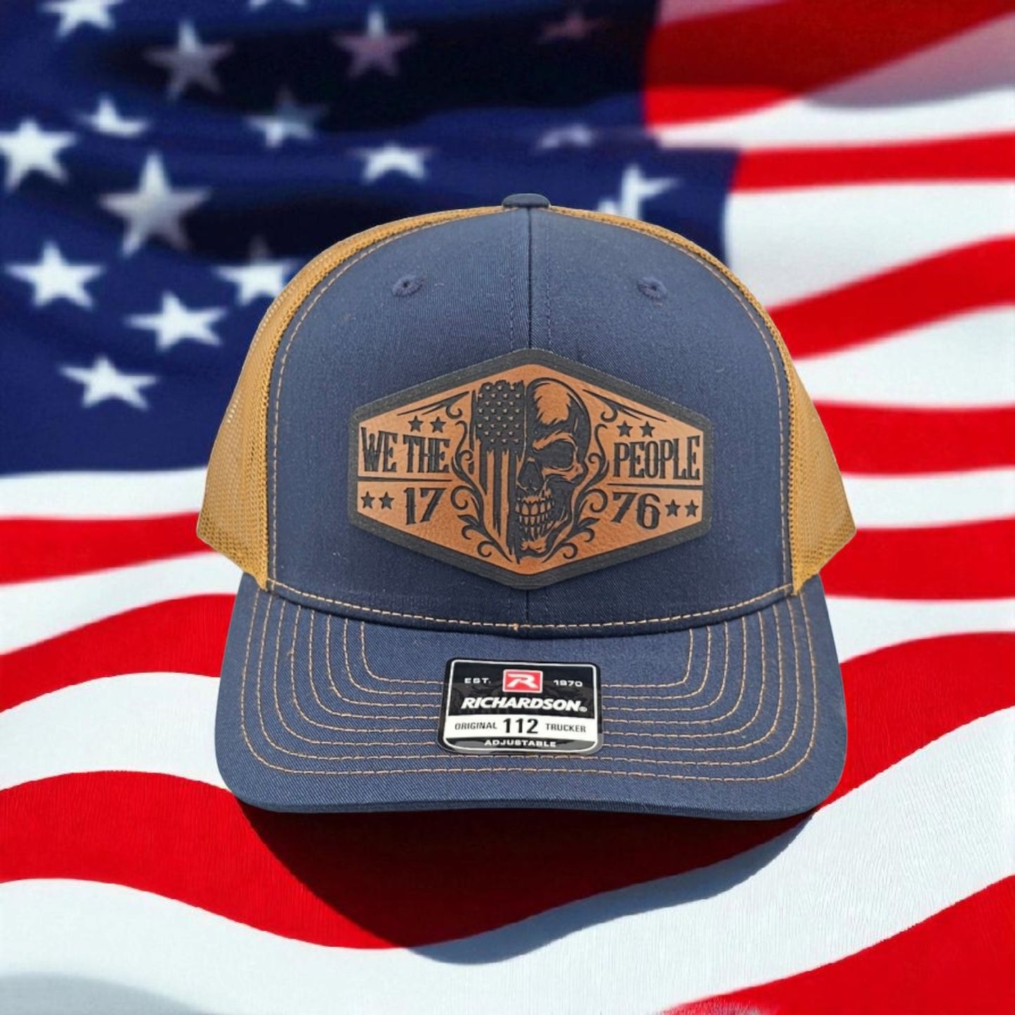 We The People 1776 Skull Flag, Richardson 112 Snapback Trucker Hat