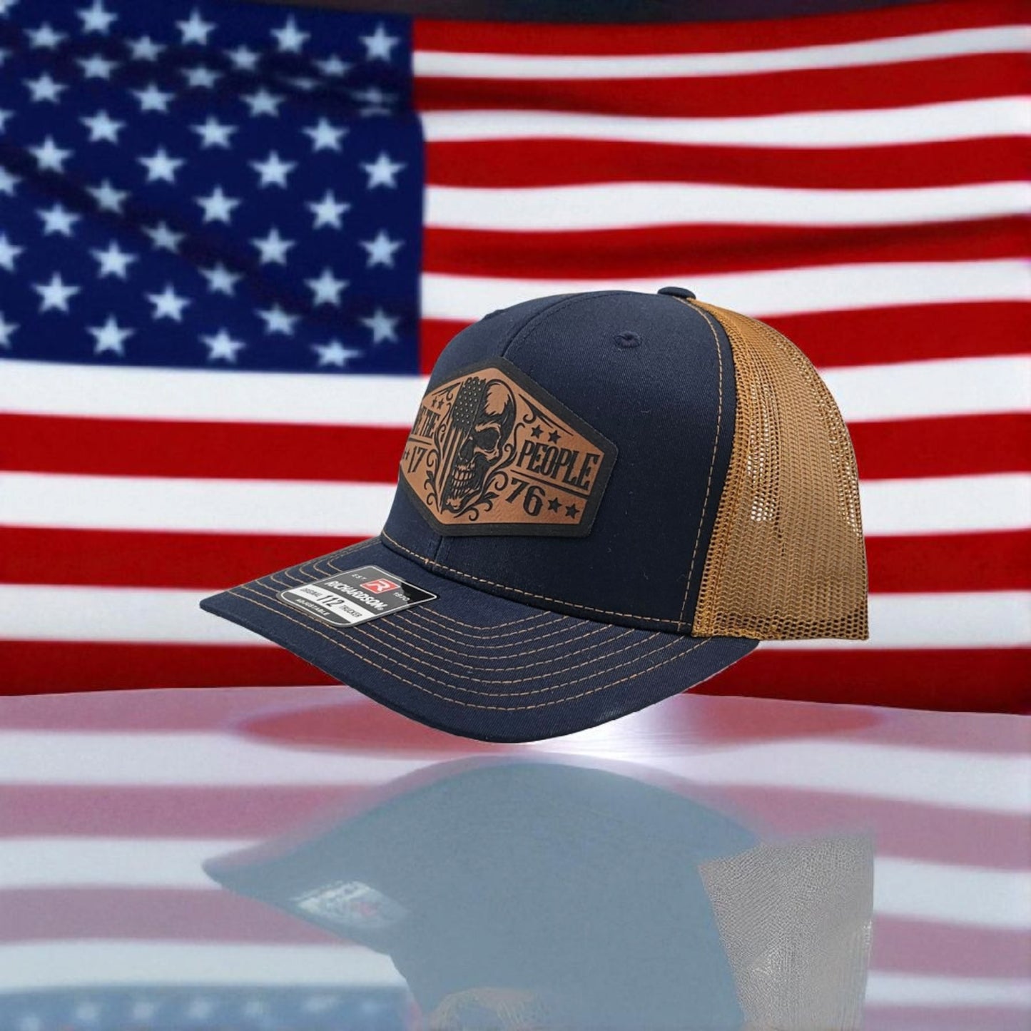 We The People 1776 Skull Flag, Richardson 112 Snapback Trucker Hat