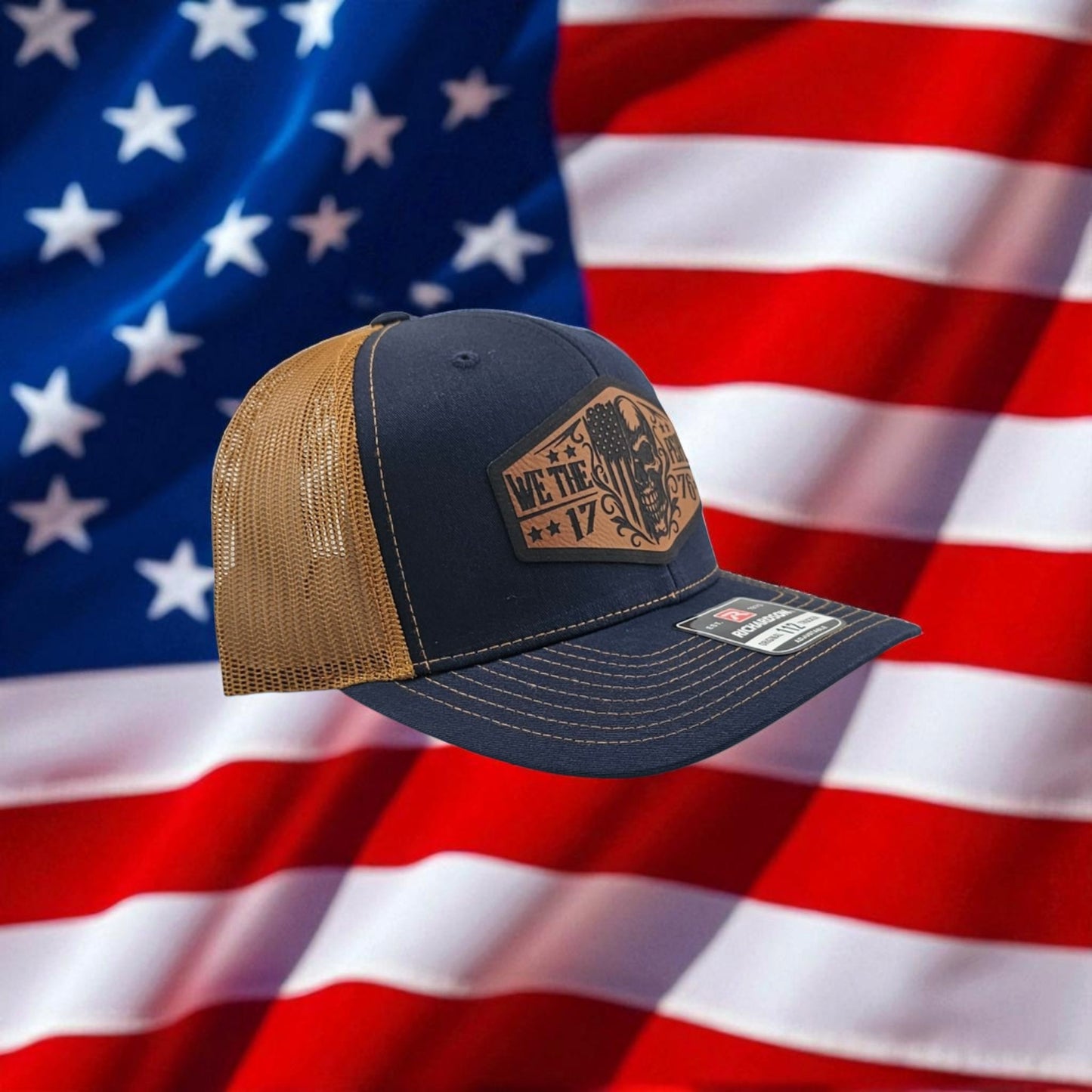 We The People 1776 Skull Flag, Richardson 112 Snapback Trucker Hat