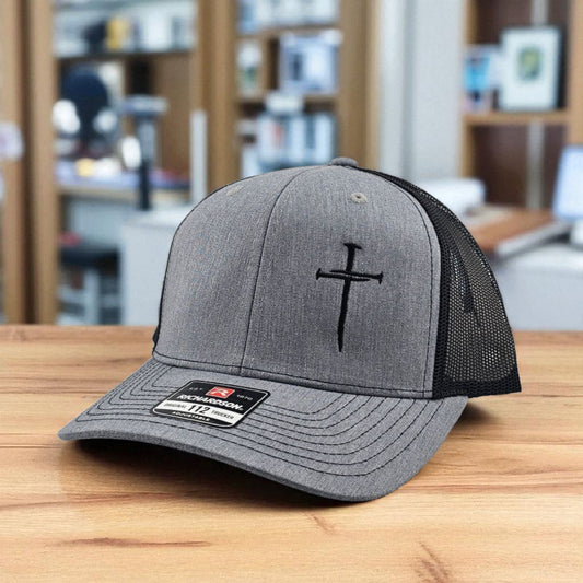 Embroidered Three Nail Cross Richardson 112 Snapback Trucker Hat