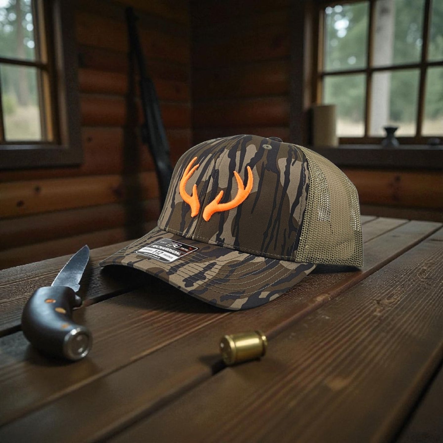 Deer Antlers 3D Puff Embroidery Richardson 112 Snapback Trucker Hat