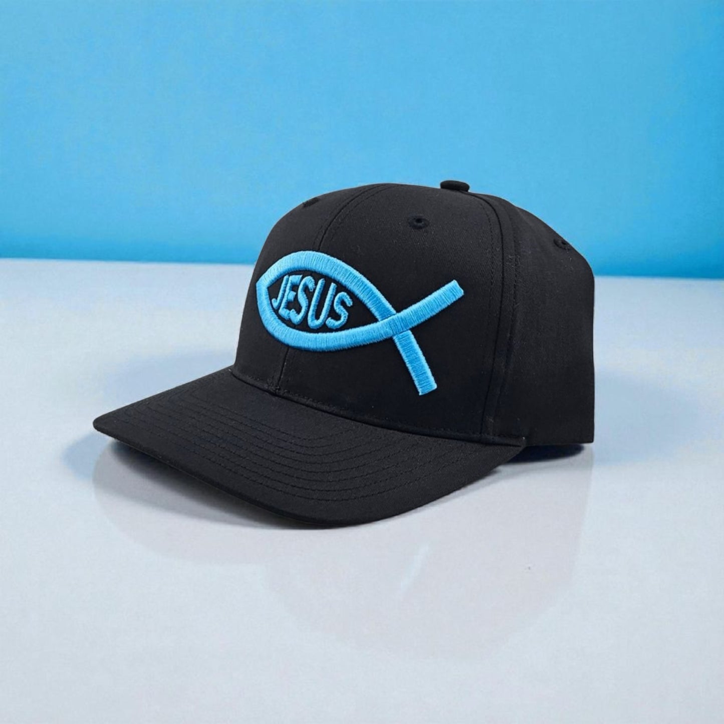 3D Puff Embroidered Jesus Fish, Richardson 212 Snapback Hat