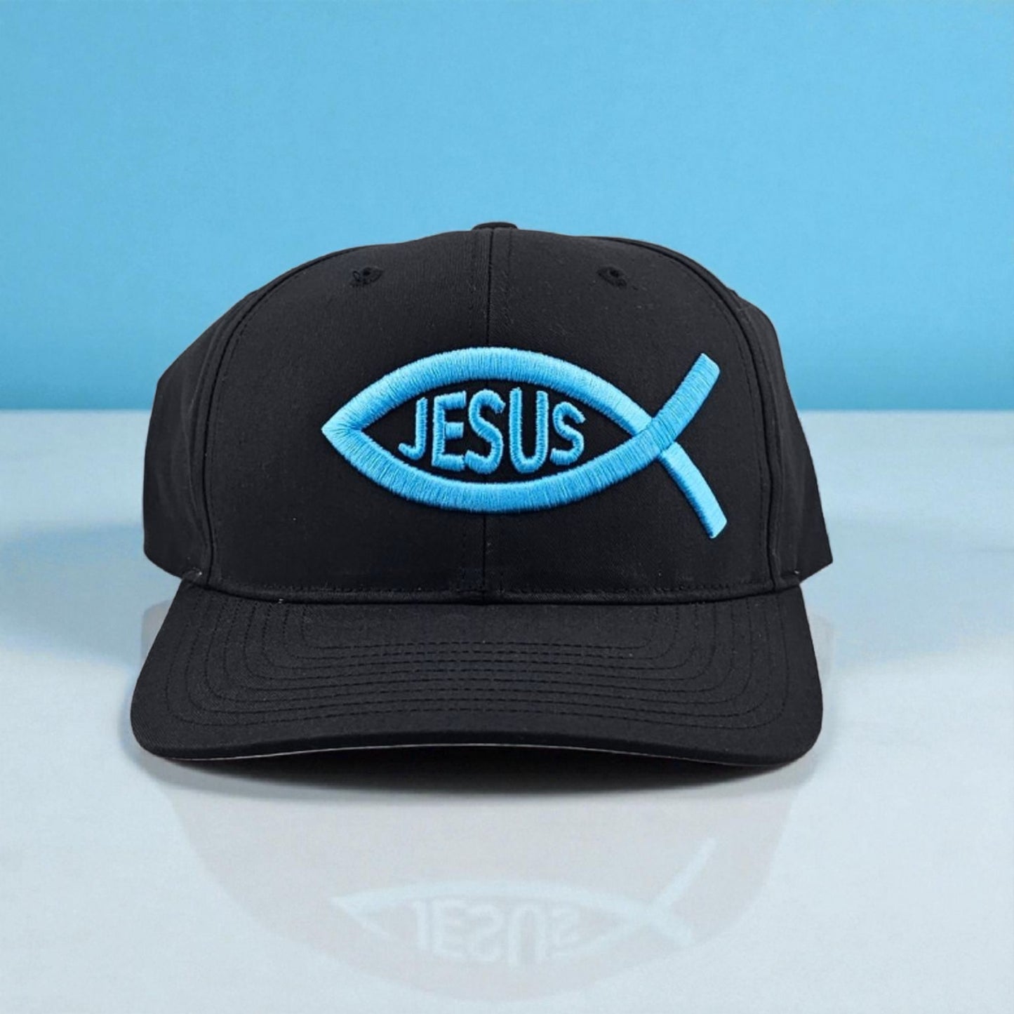 3D Puff Embroidered Jesus Fish, Richardson 212 Snapback Hat
