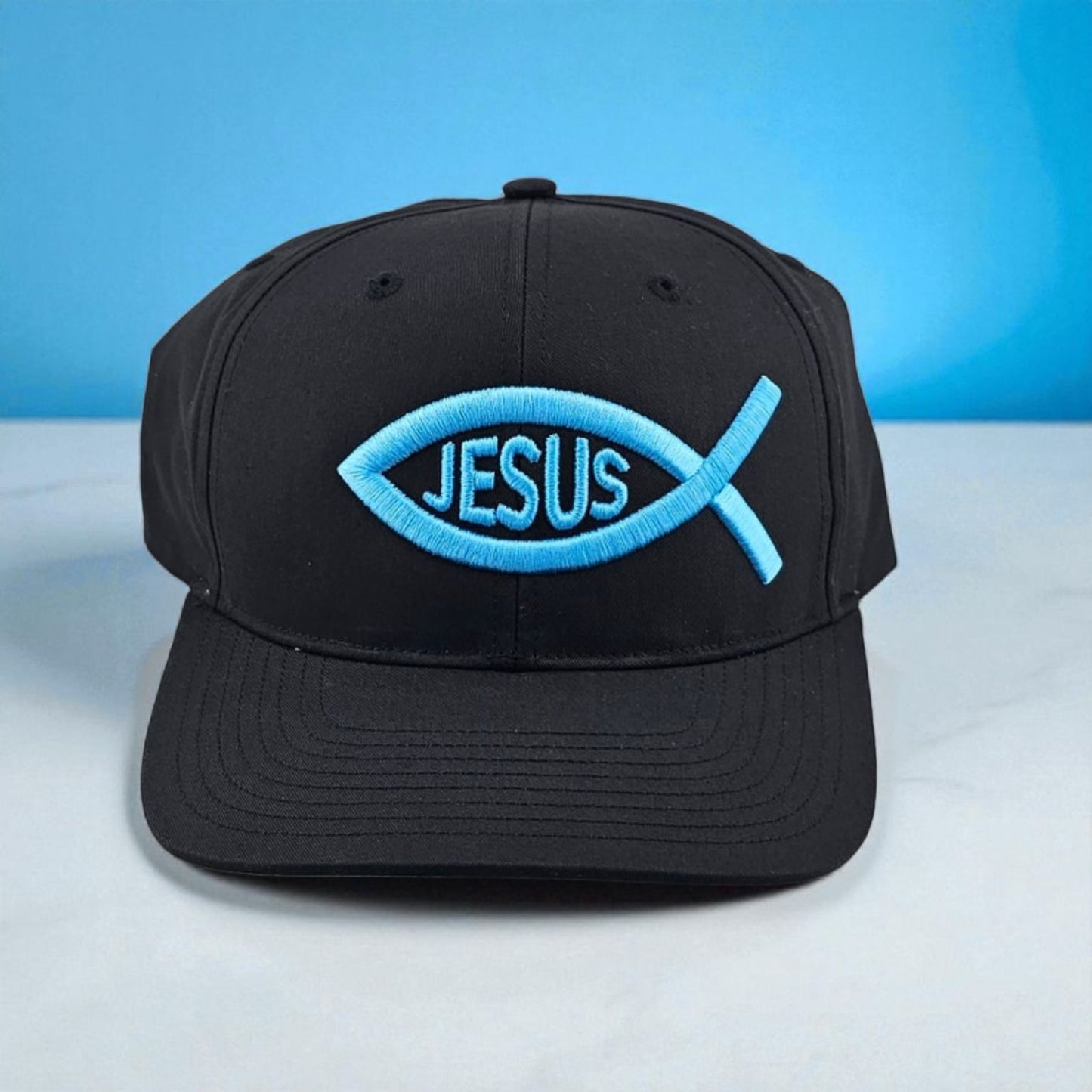 3D Puff Embroidered Jesus Fish, Richardson 212 Snapback Hat