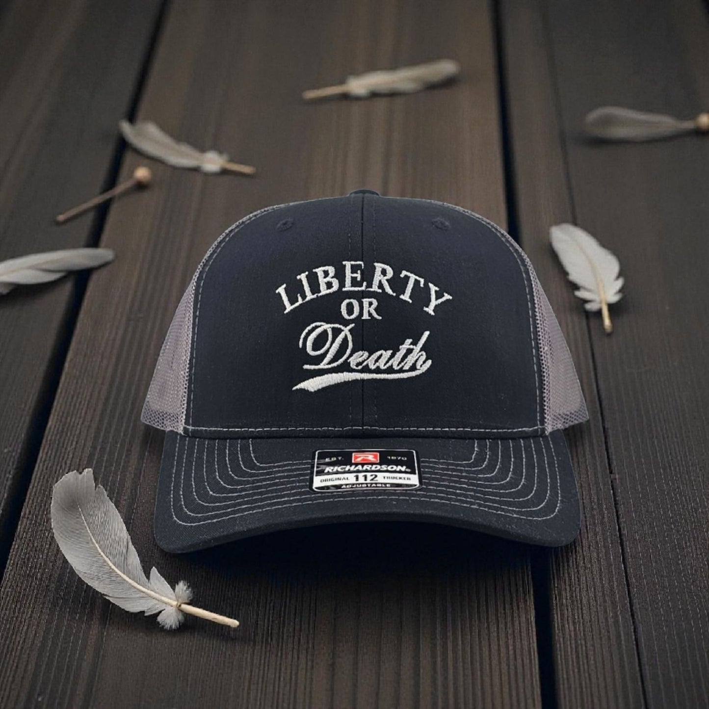 Liberty or Death Embordered Richardson 112 Snapback Trucker Hat