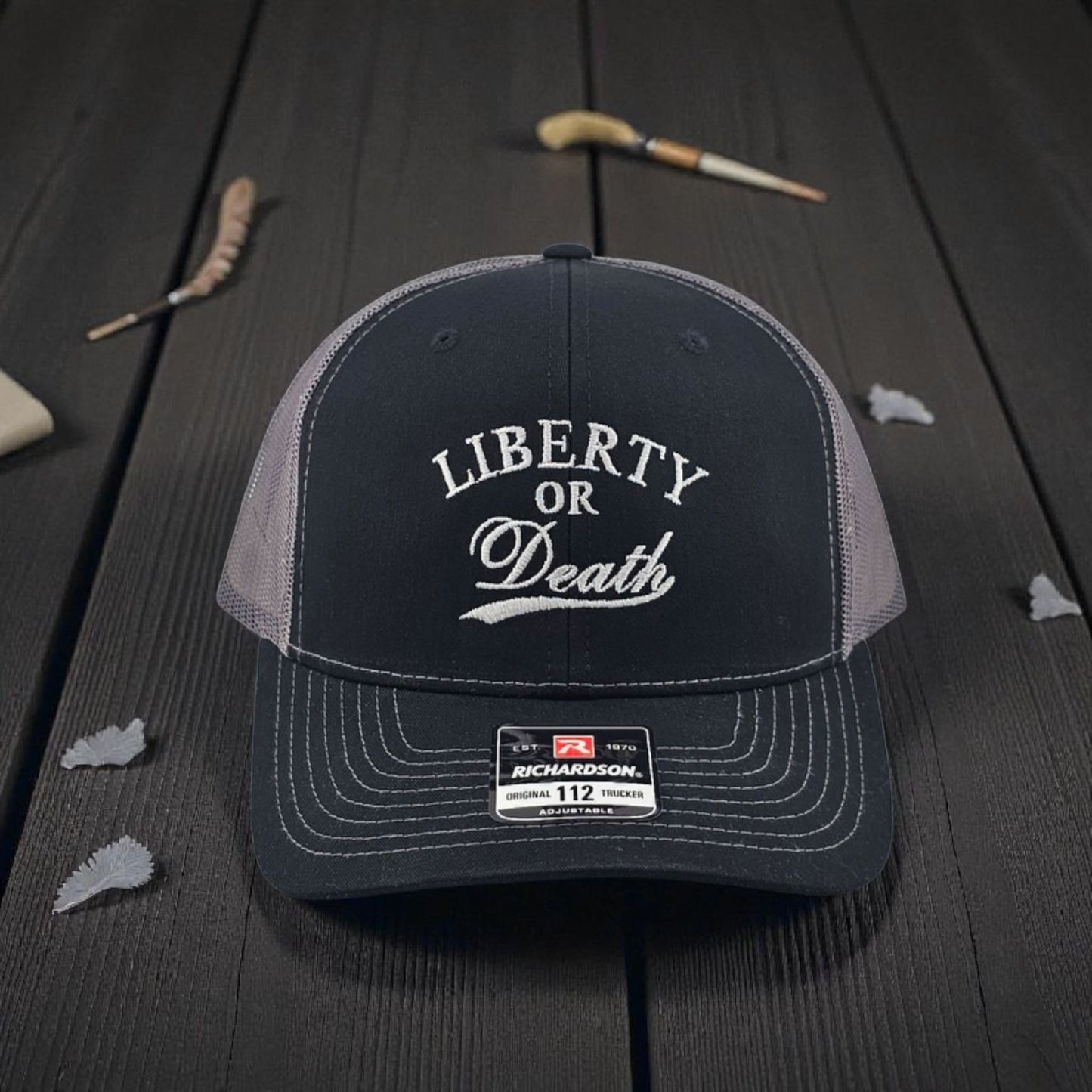 Liberty or Death Embordered Richardson 112 Snapback Trucker Hat