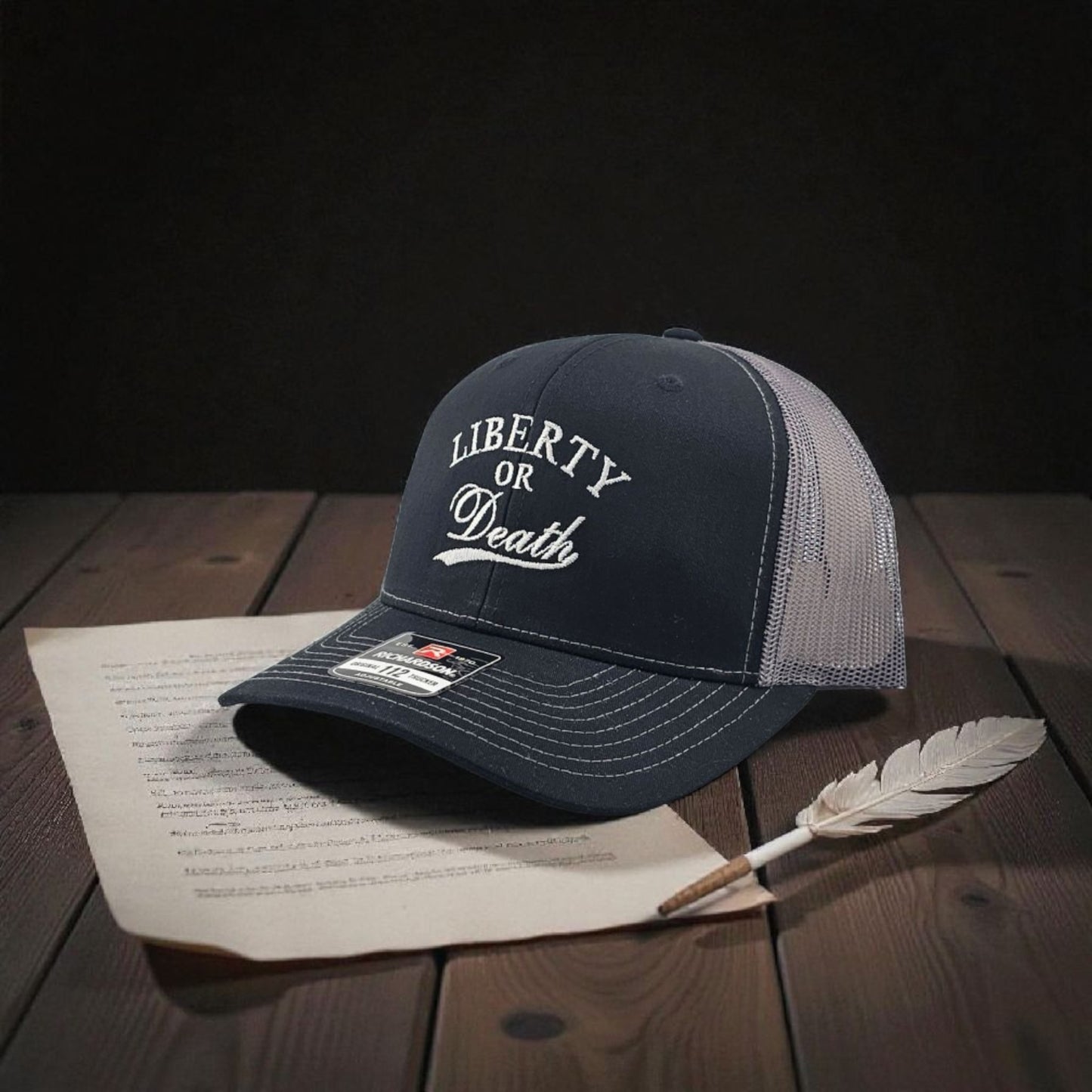 Liberty or Death Embordered Richardson 112 Snapback Trucker Hat