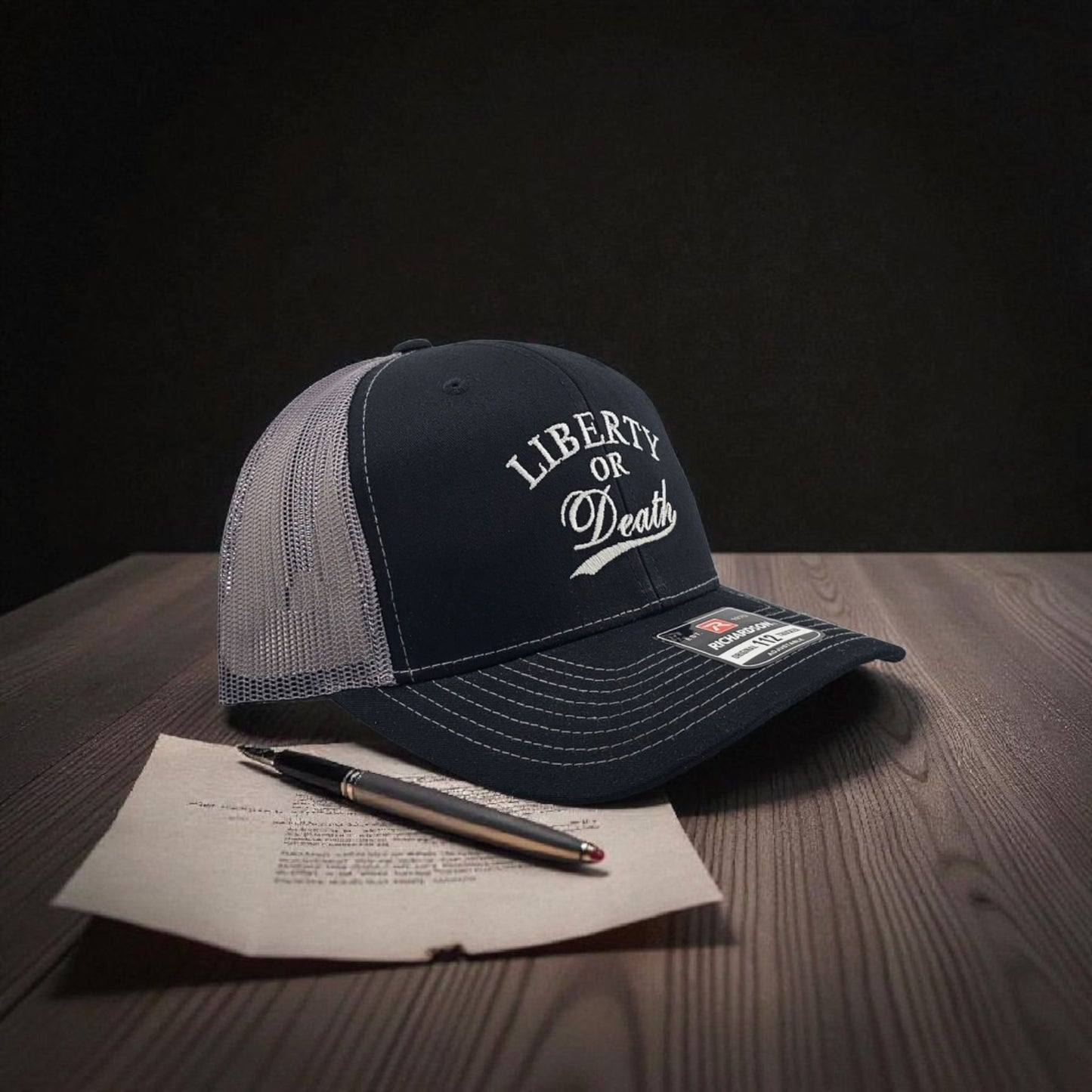 Liberty or Death Embordered Richardson 112 Snapback Trucker Hat