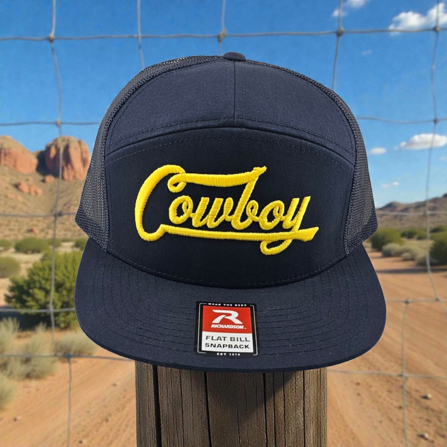 Cowboy 3D Puff Embroidered Richardson 168 Flat bill