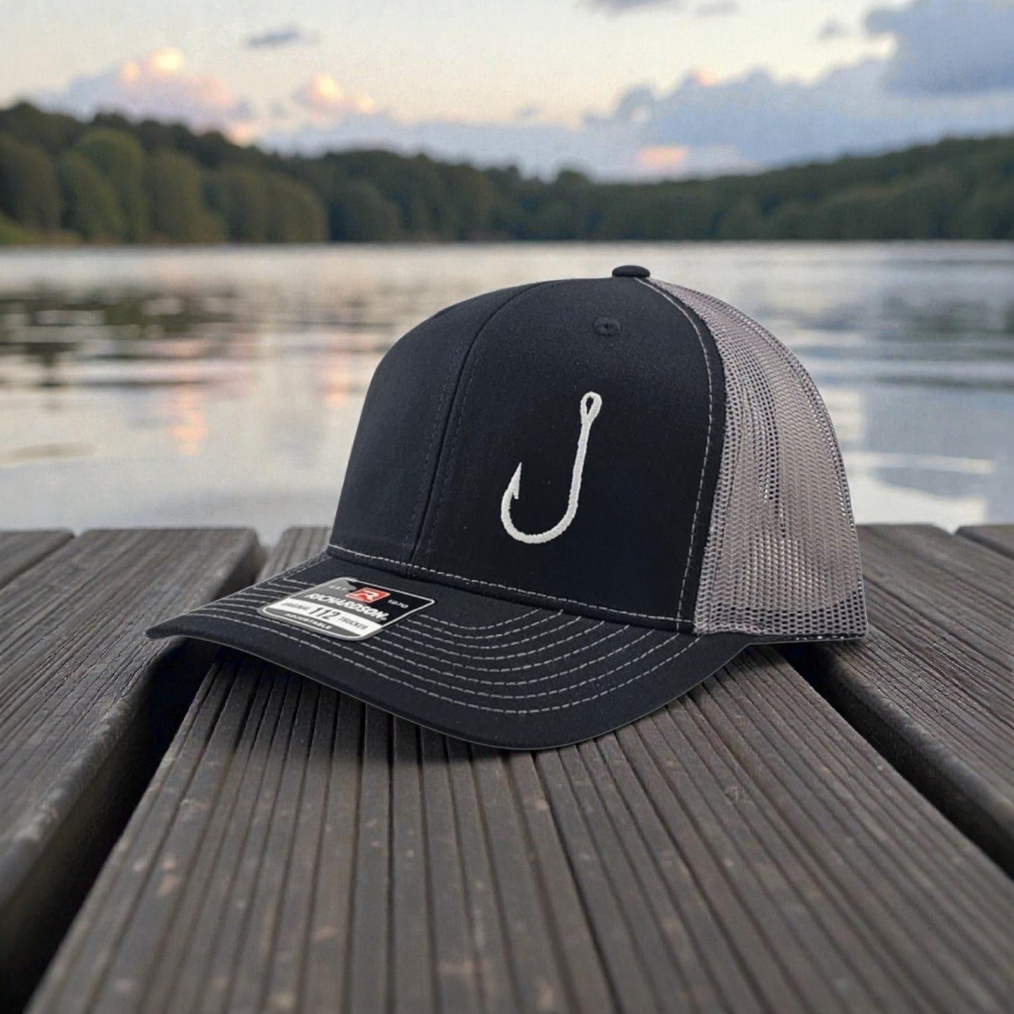 Fish Hook Embroidered, Richardson 112 Snapback Trucker Hat
