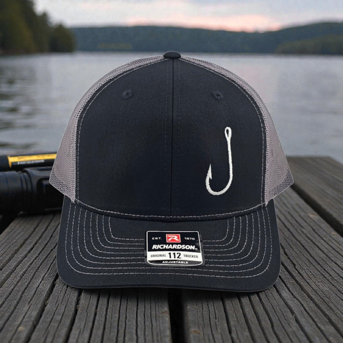 Fish Hook Embroidered, Richardson 112 Snapback Trucker Hat