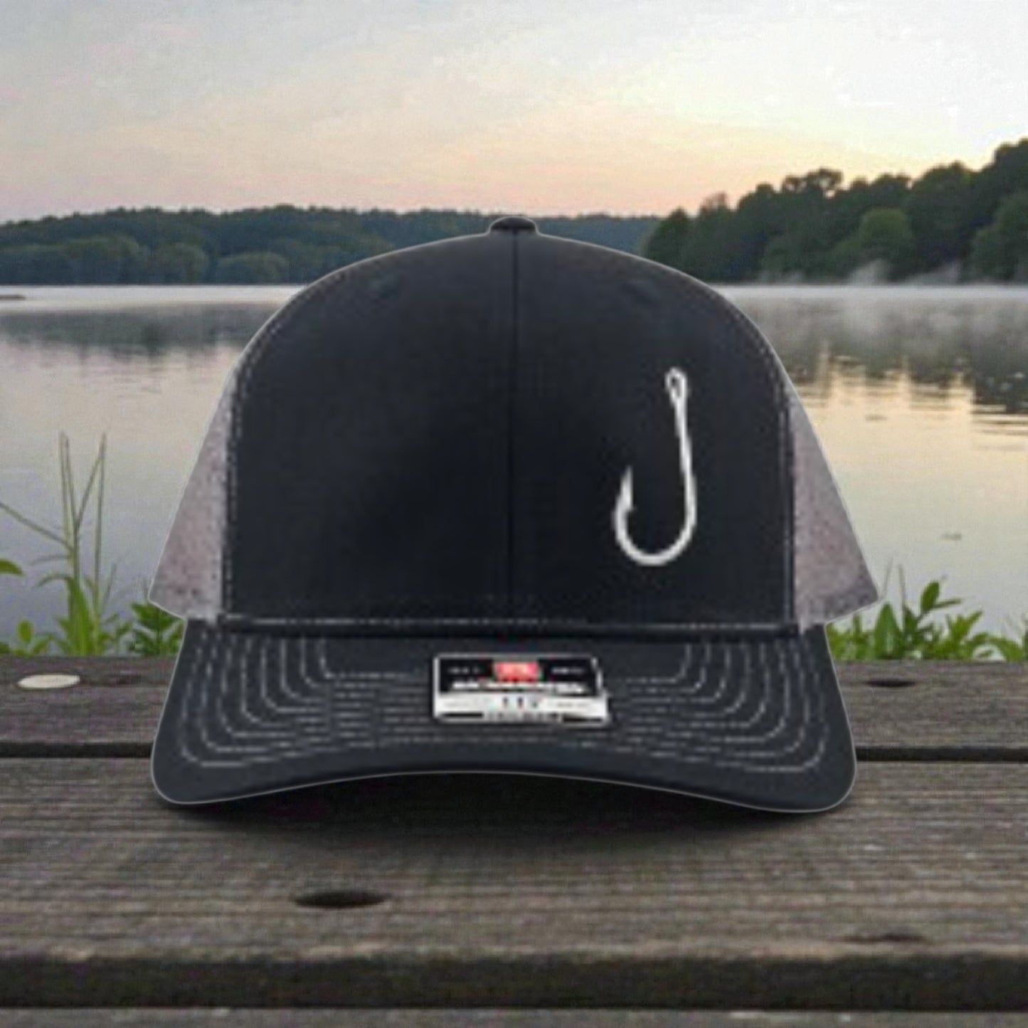Fish Hook Embroidered, Richardson 112 Snapback Trucker Hat