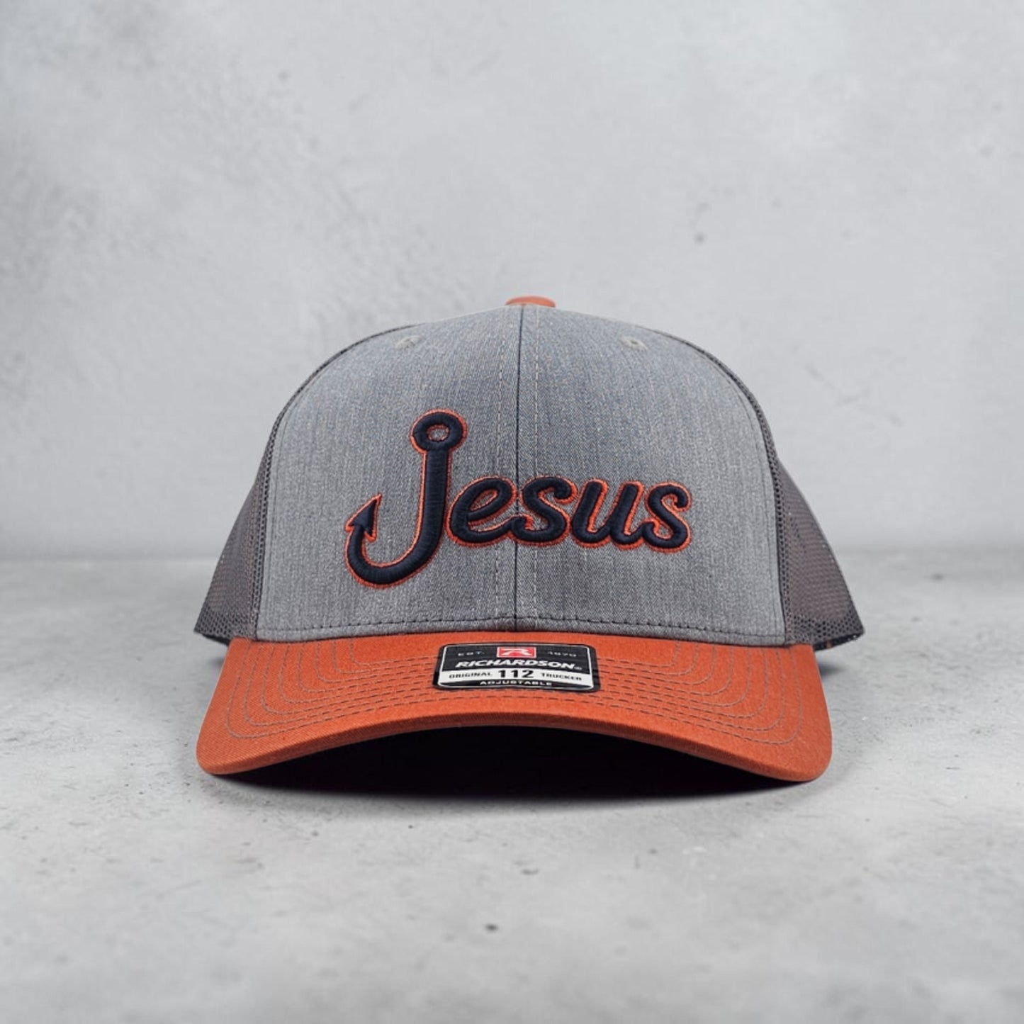 Jesus, Fish Hook, 3D Puff Embroidered Richardson 112 Snapback Trucker Hat