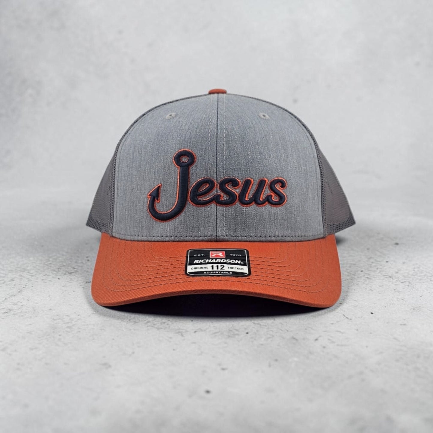 Jesus, Fish Hook, 3D Puff Embroidered Richardson 112 Snapback Trucker Hat