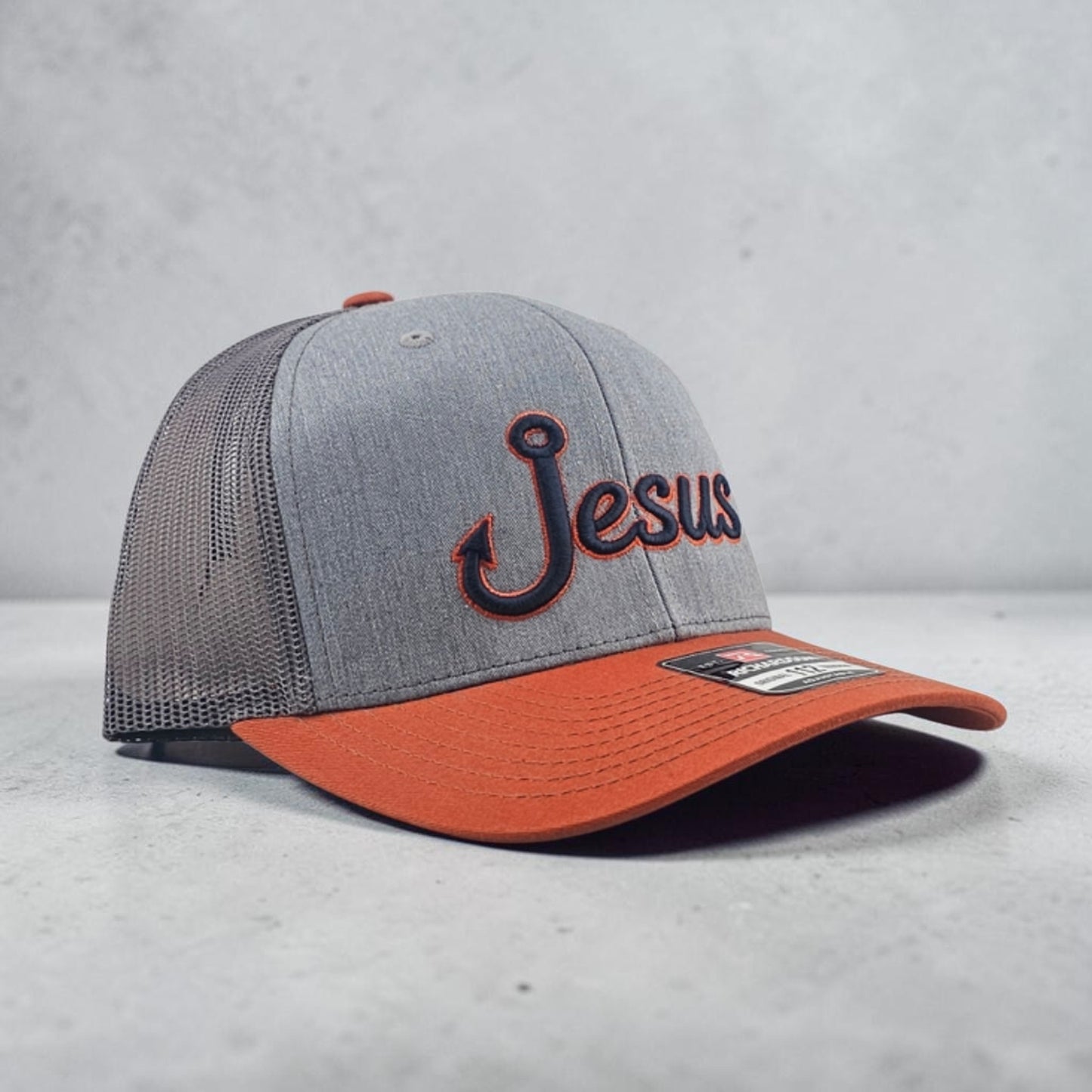 Jesus, Fish Hook, 3D Puff Embroidered Richardson 112 Snapback Trucker Hat