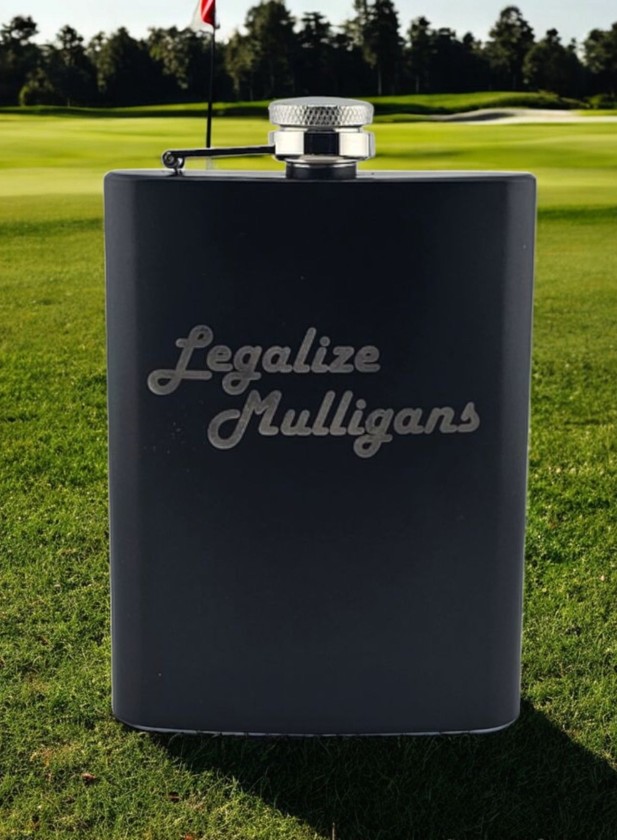 Legalize Mulligans Engraved 8oz Flask Matt Black Portable Drinking Container Stainless