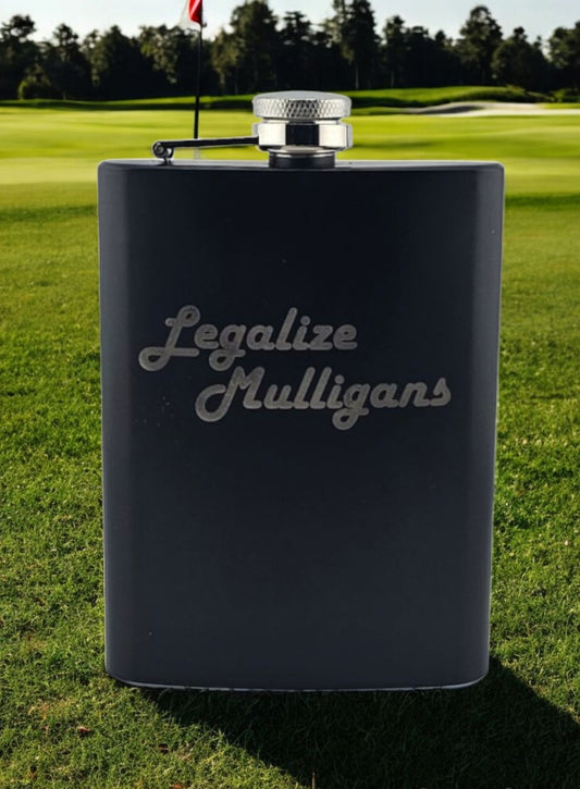 Legalize Mulligans Engraved 8oz Flask Matt Black Portable Drinking Container Stainless