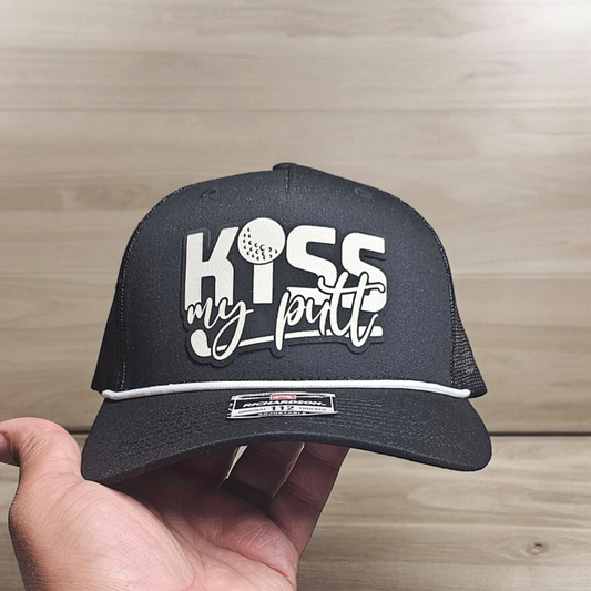 Kiss My Putt Trucker Rope Hat, Golf hat, Golf accessory, Funny golf hat, Vintage rope hat, Adjustable snapback hat, Richardson112, Dad Hat, Father Hat, Grandfather Hat, Uncle Hat, Breathable golf cap, Stylish golf gear, Unique golf gifts