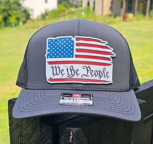 American Flag, We The People, full color acrylic patch, Richardson 112 Hat