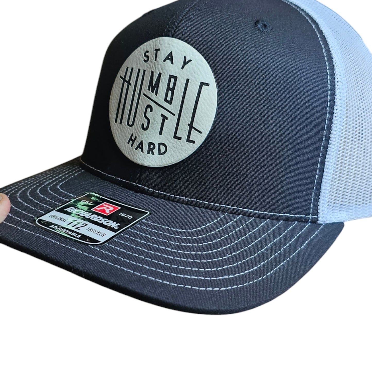 Stay Humble Hustle Hard (Small smudge on center of patch and small black line on patch)  Grade A-