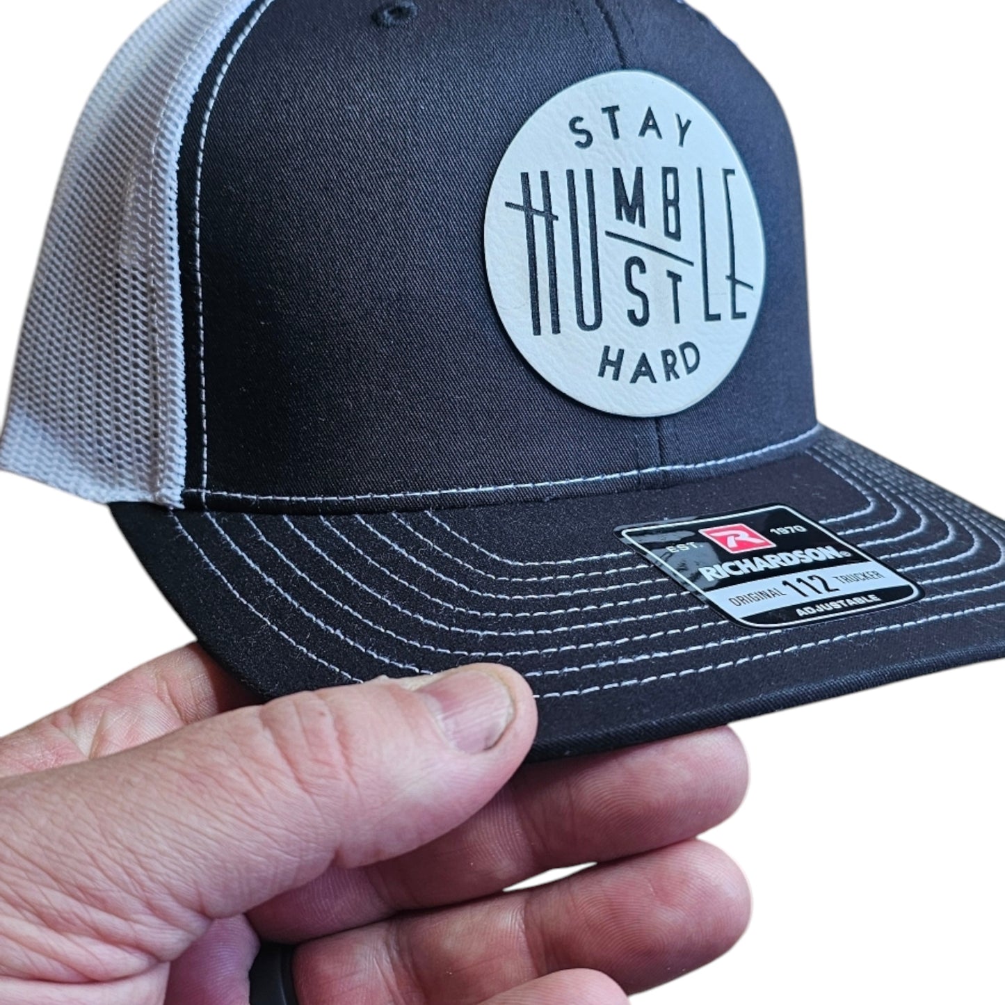 Stay Humble Hustle Hard (Small smudge on center of patch and small black line on patch)  Grade A-
