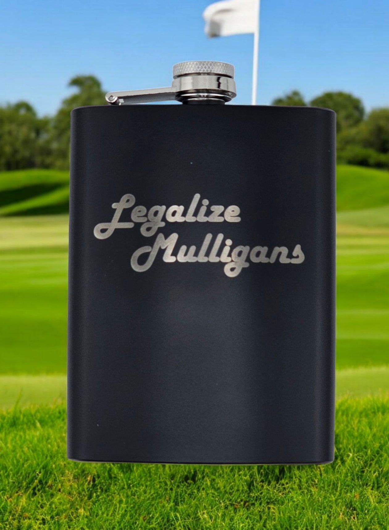 Legalize Mulligans Engraved 8oz Flask Matt Black Portable Drinking Container Stainless
