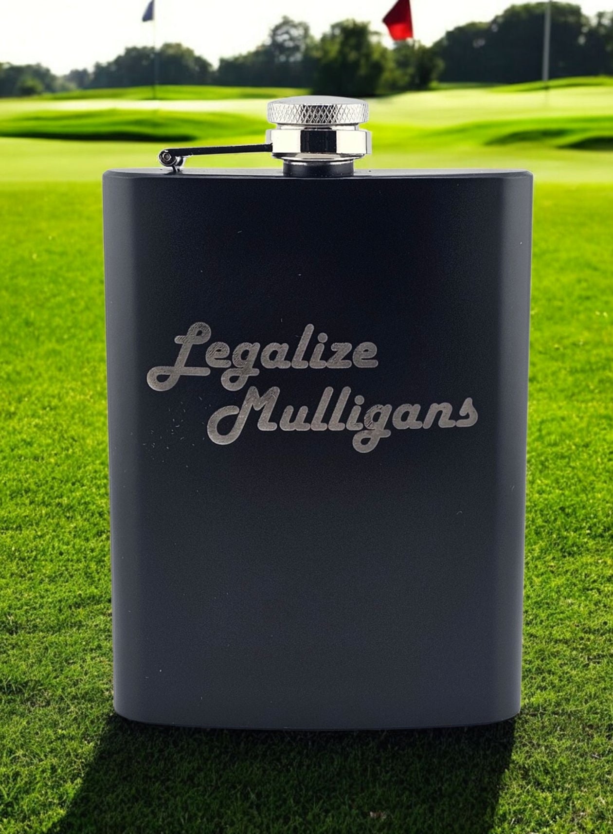 Legalize Mulligans Engraved 8oz Flask Matt Black Portable Drinking Container Stainless