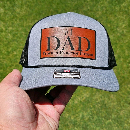 Dad Hat, Number 1 Dad, Father, Children, Wife, Family, Father's Day, Letherett Engraved, Trucker Hat